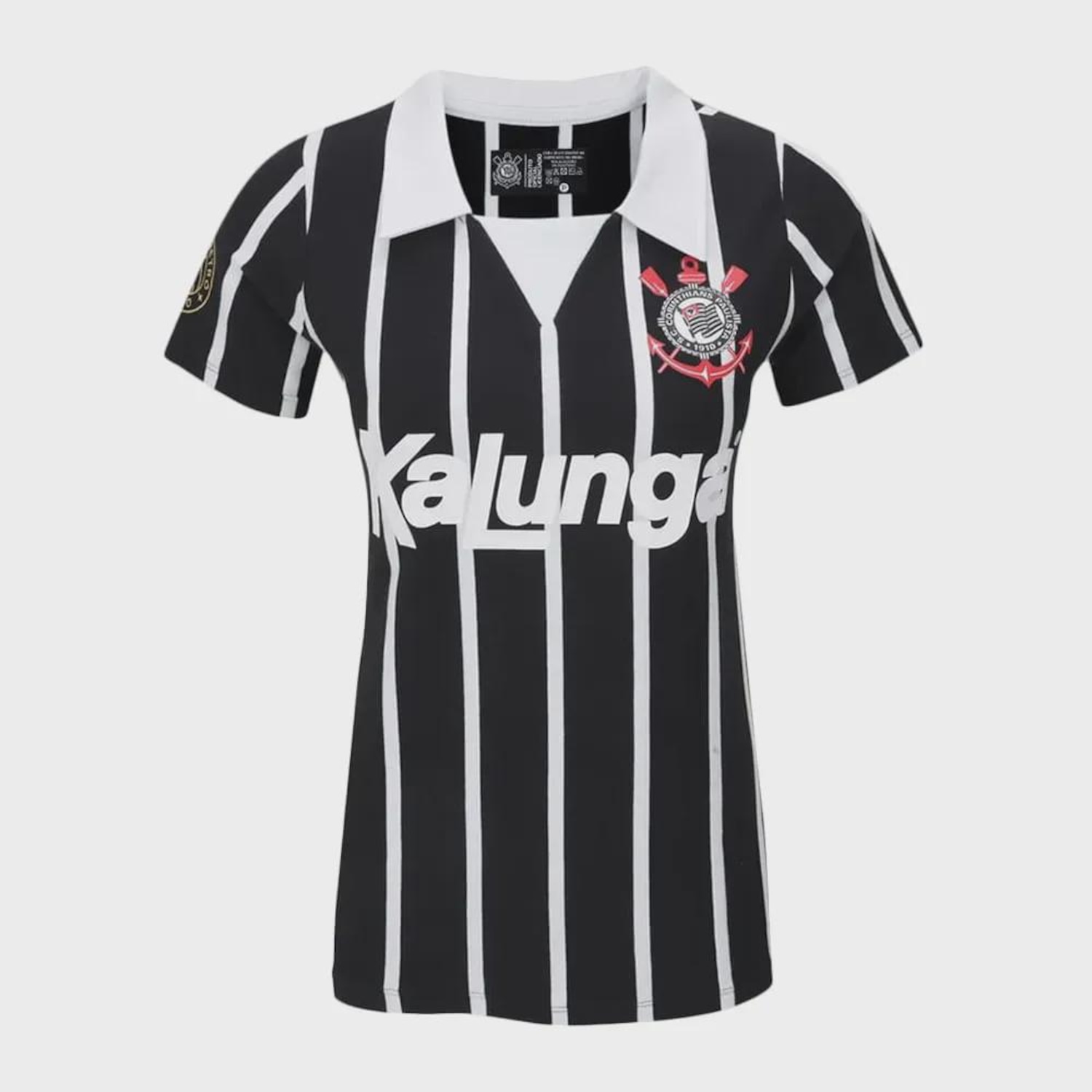 Camisa Polo Corinthians Coimbra Retrô Kalunga Feminina - Foto 1