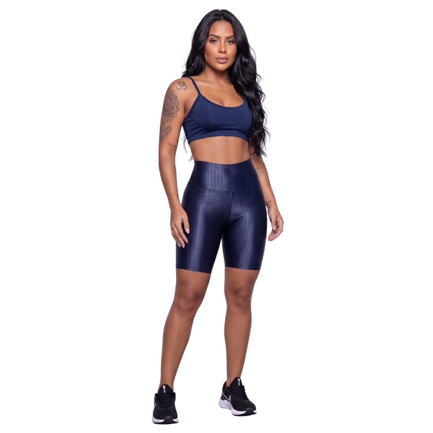 Conjunto Feminina Fitness Top Alça Fina e Bermuda New Zig Vekyo Roupa De Academia Musculação - Foto 1