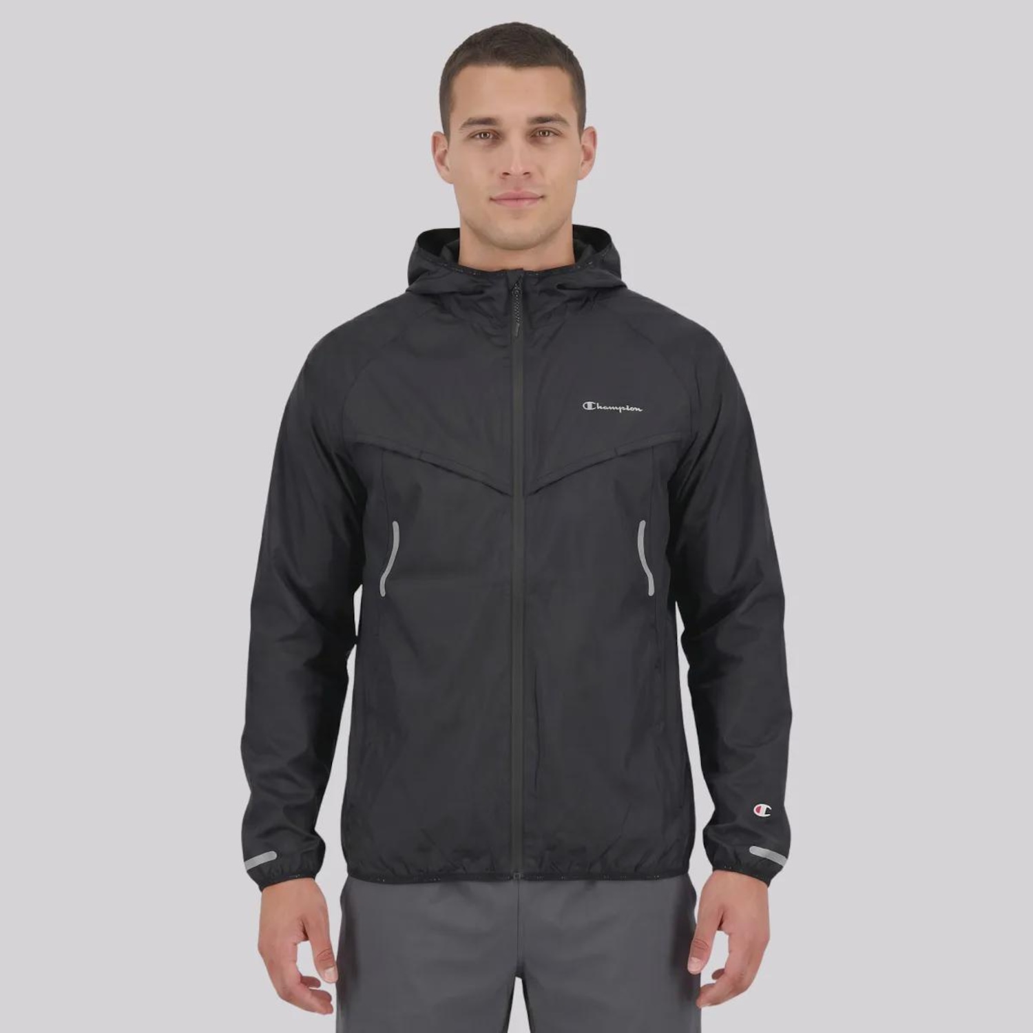 Jaqueta Corta Vento Champion Light Mini Script Logo Masculina - Foto 1