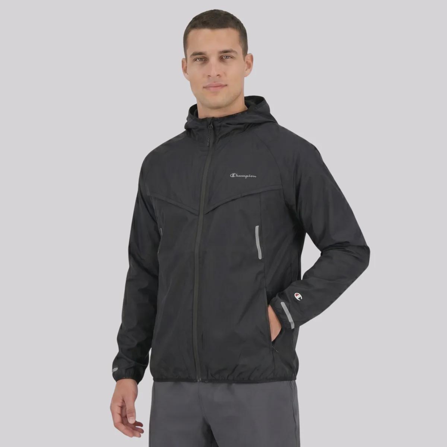 Jaqueta Corta Vento Champion Light Mini Script Logo Masculina - Foto 3