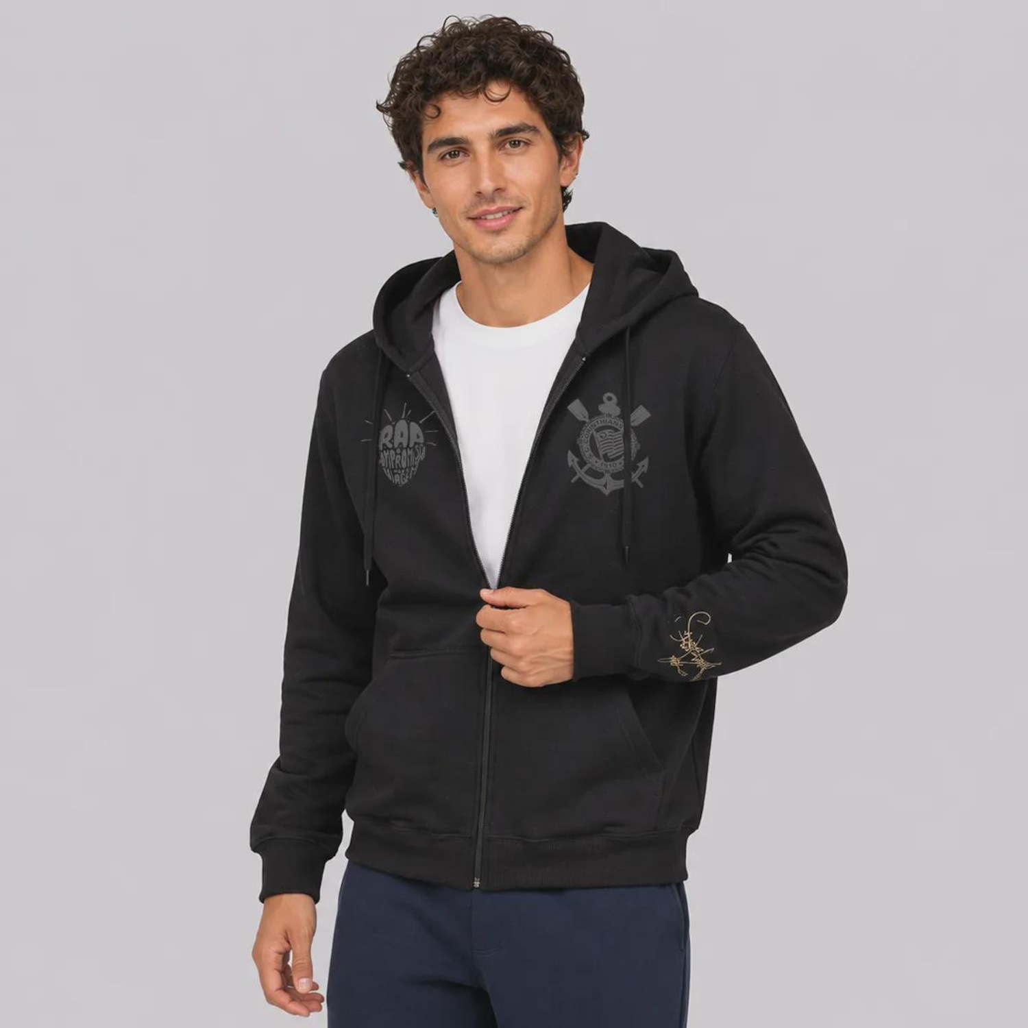 Jaqueta de Moletom do Corinthians X Sabotage com Balaclava Masculina - Foto 2