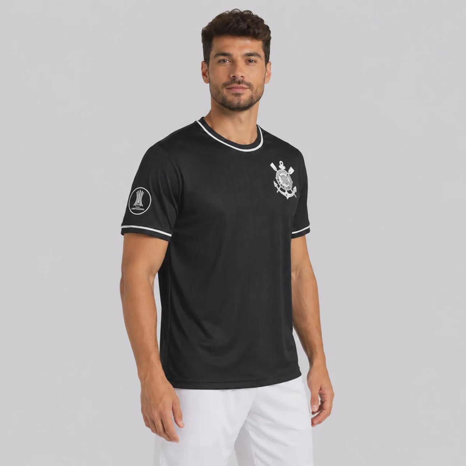 Camisa do Corinthians Arte Preta Patch Libertadores Masculina - Foto 2