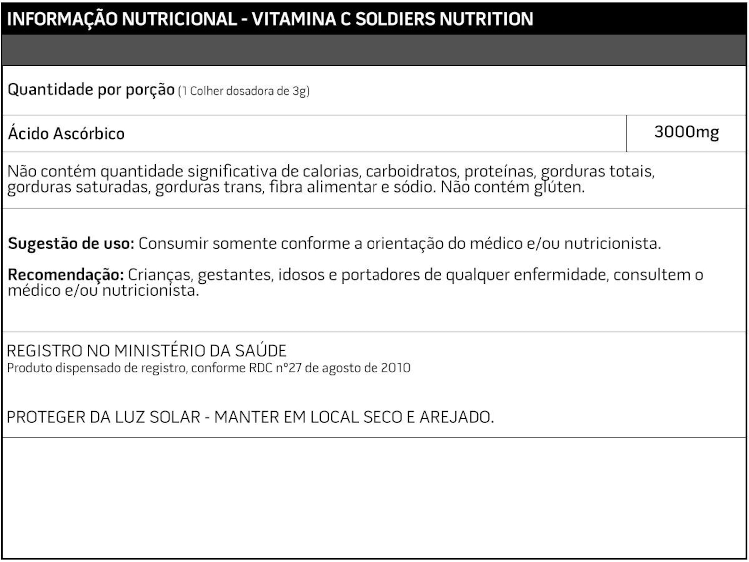 Vitamina C em Pó - Ácido Ascórbico 250g - 100% Puro Importado - Soldiers Nutrition - Foto 3