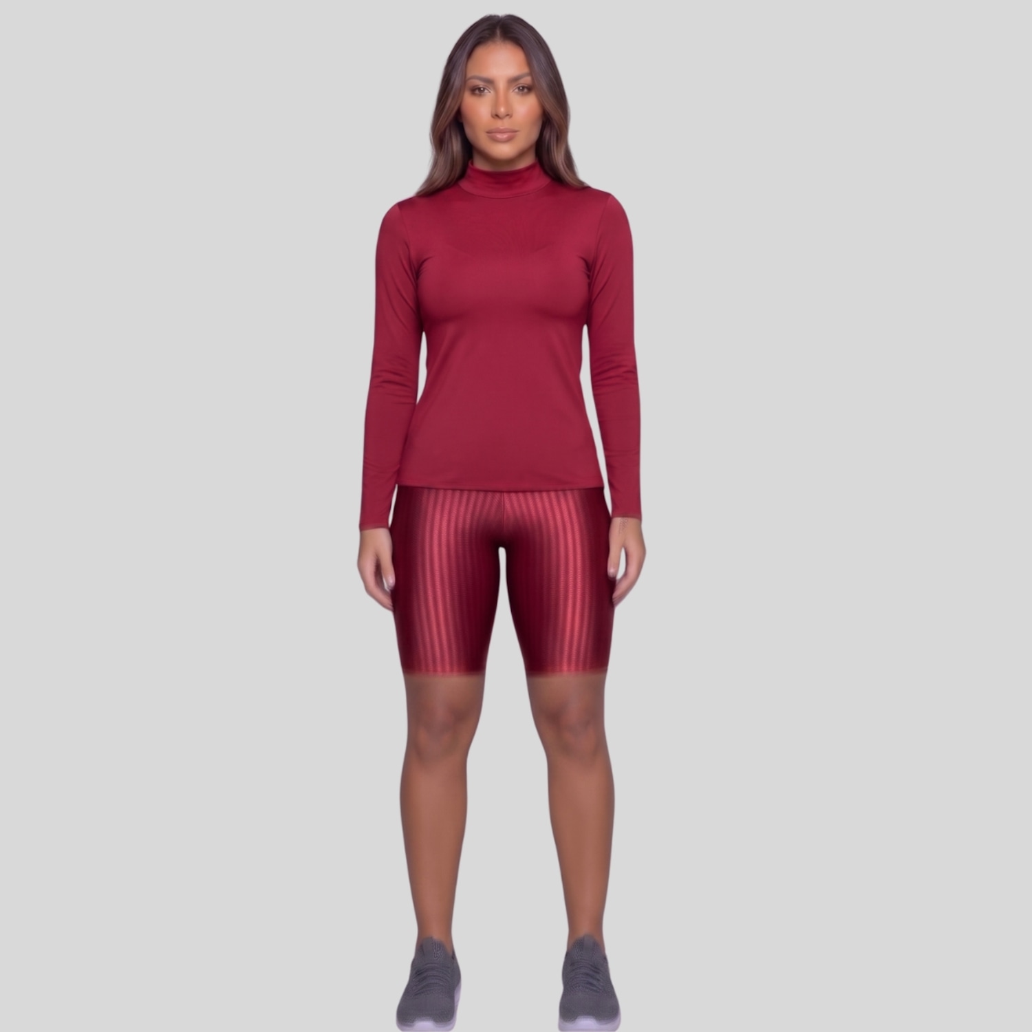 Conjunto Fitness Vekyo Blusa Térmica Proteção UV e Bermuda New Zig - Feminino - Foto 1
