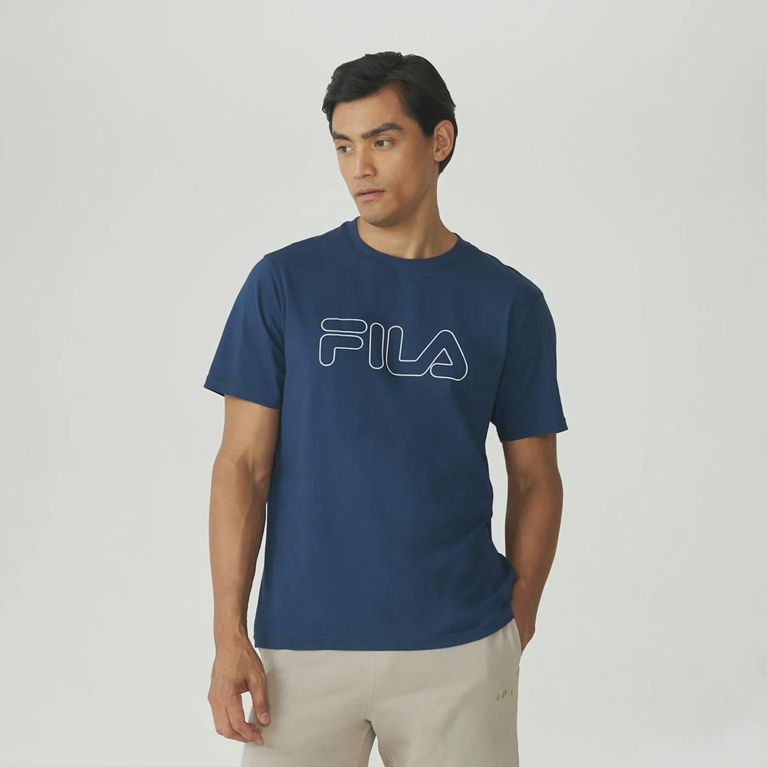 Camiseta Fila Regular Letter Outline Masculina - Foto 1