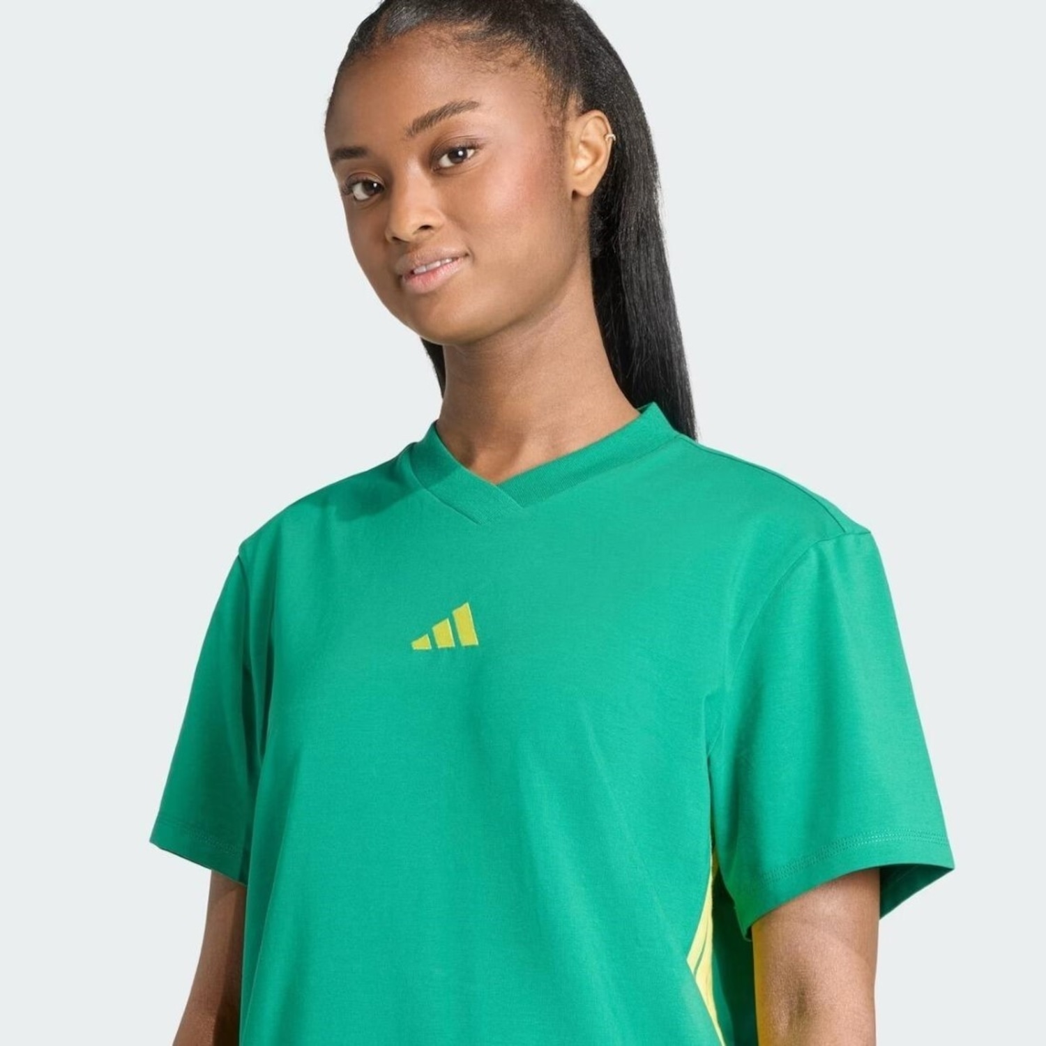 Vestido Camiseta adidas Brasil Essentials 3 Listras em Malha - Feminina - Foto 3