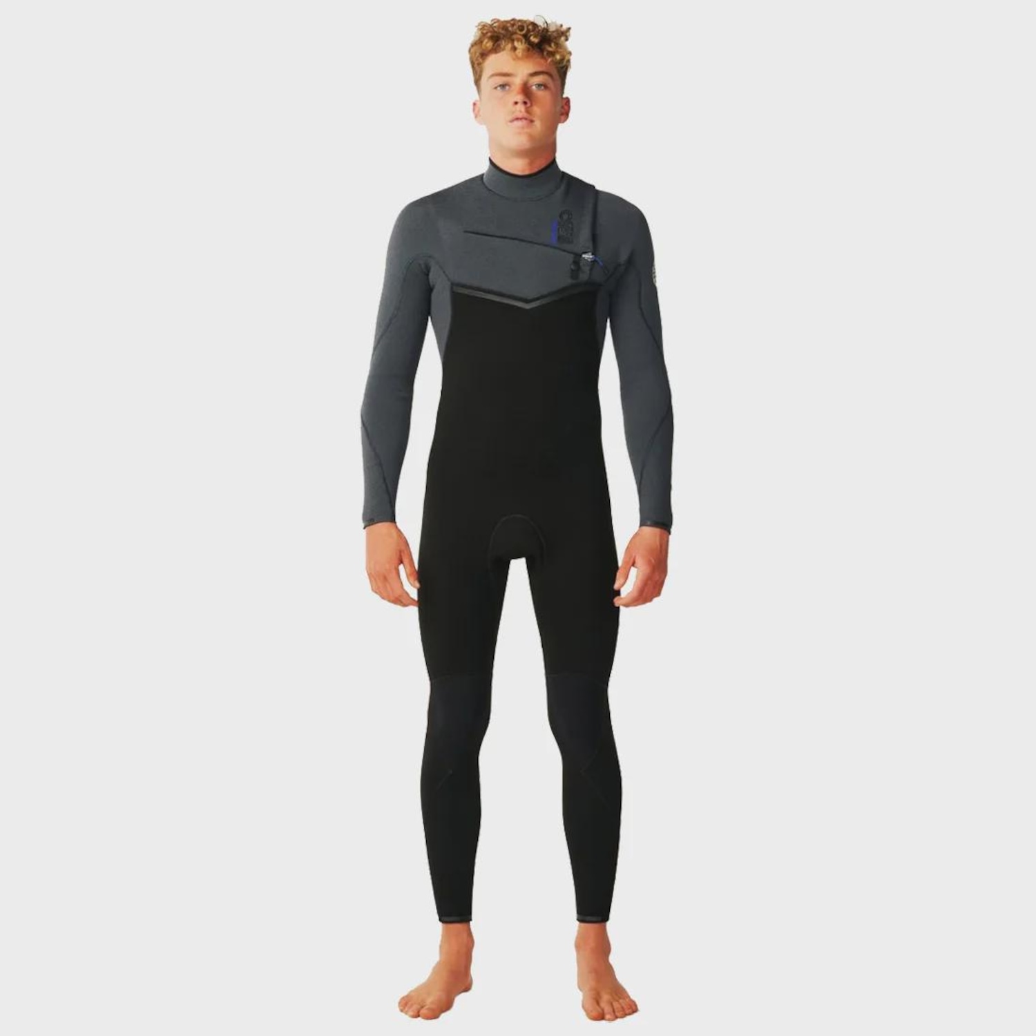 Long John Rip Curl E-Bomb 3/2 mm Chest Zip Charcoal Grey Importado - Masculino - Foto 1