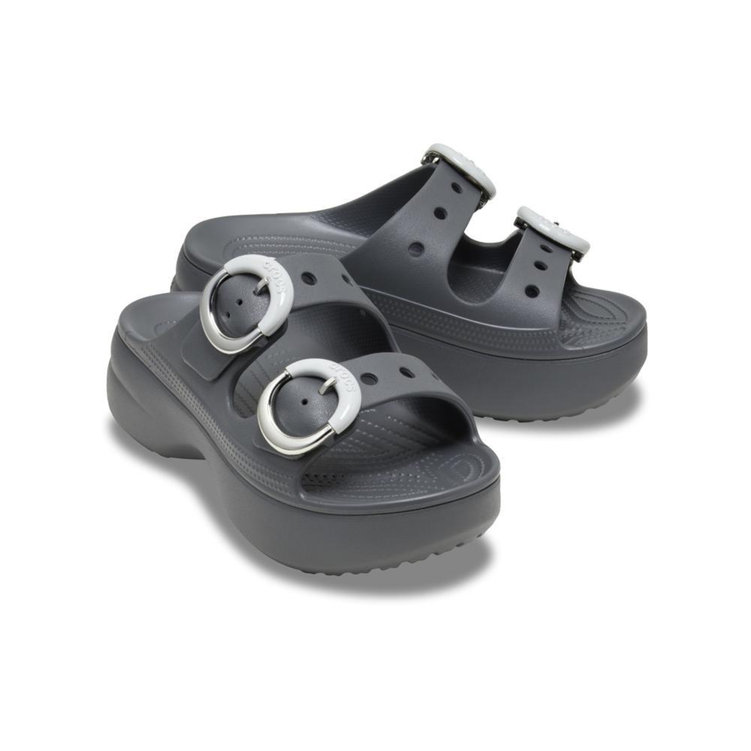 Sandália Crocs Saturday Platform Dipped Buckle Sandal Carbon - Unissex - Foto 3