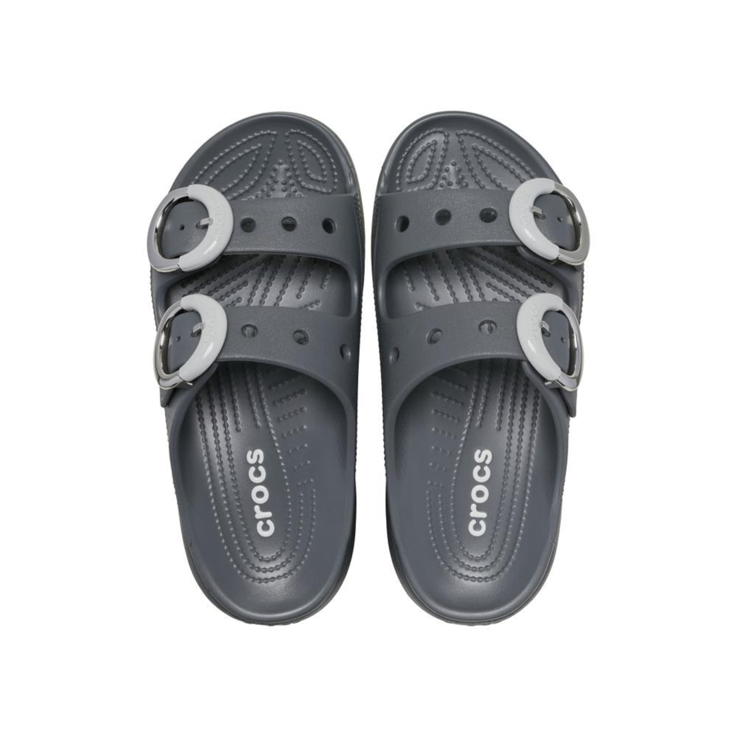 Sandália Crocs Saturday Platform Dipped Buckle Sandal Carbon - Unissex - Foto 4