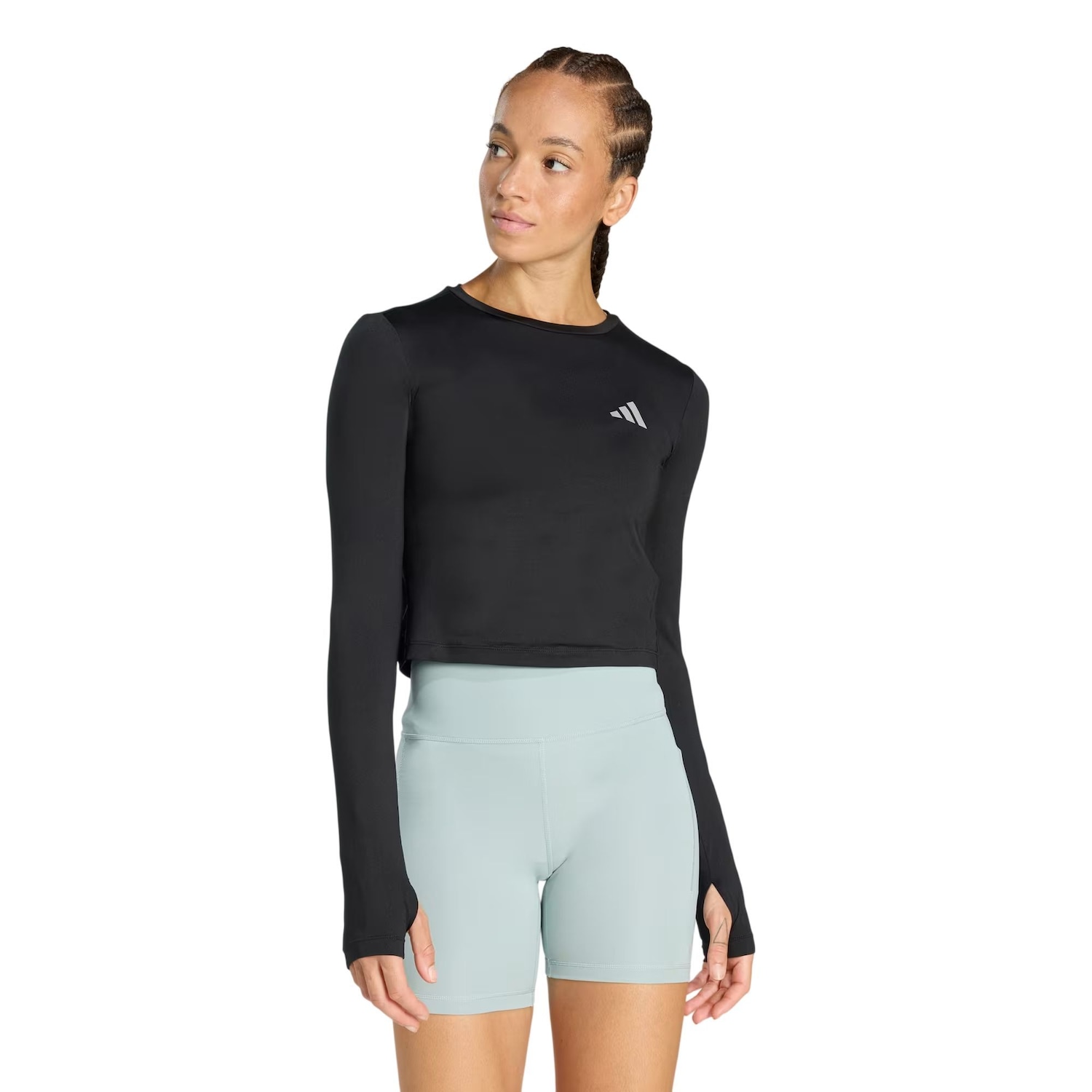 Camiseta adidas Manga Longa Cropped Essentials Feminina - Foto 1