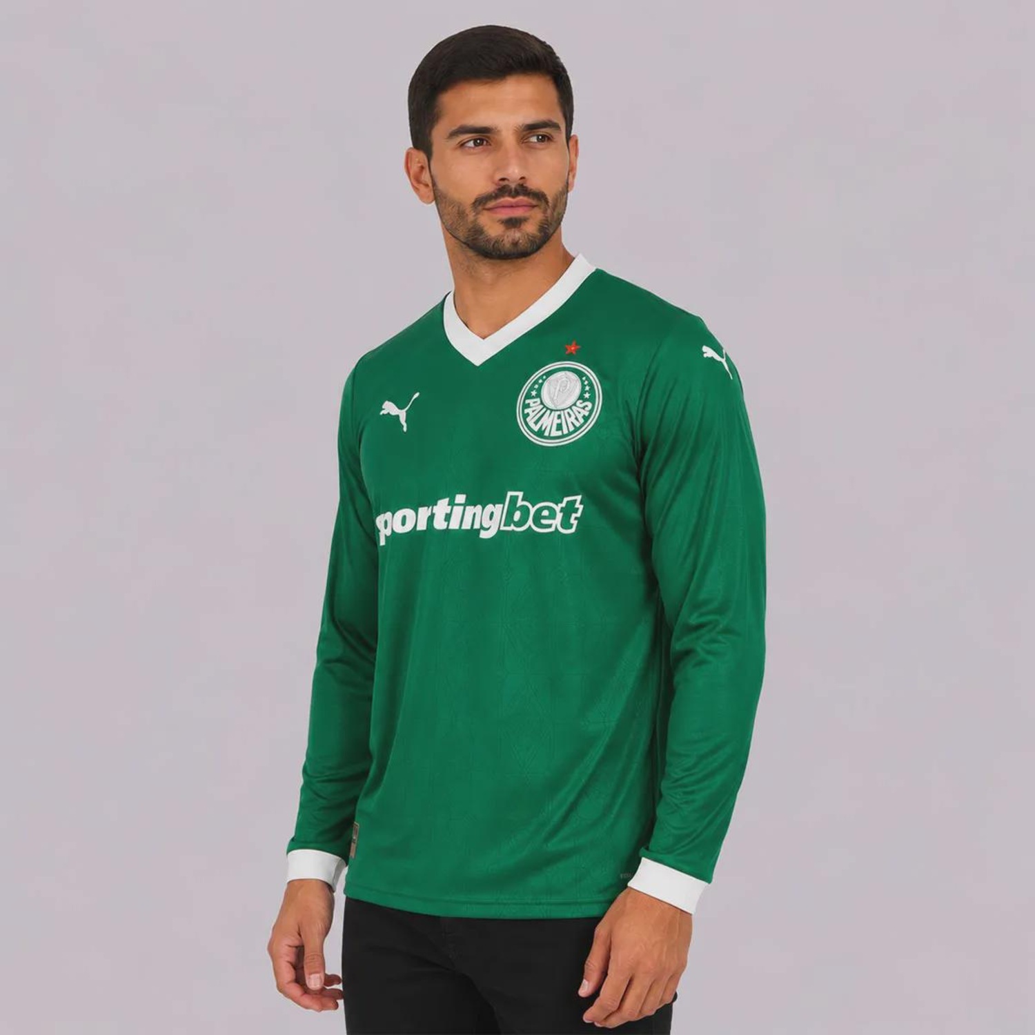 Camisa do Palmeiras I 25/26 Manga Longa com Patrocínio 42 López Puma Masculina - Foto 4