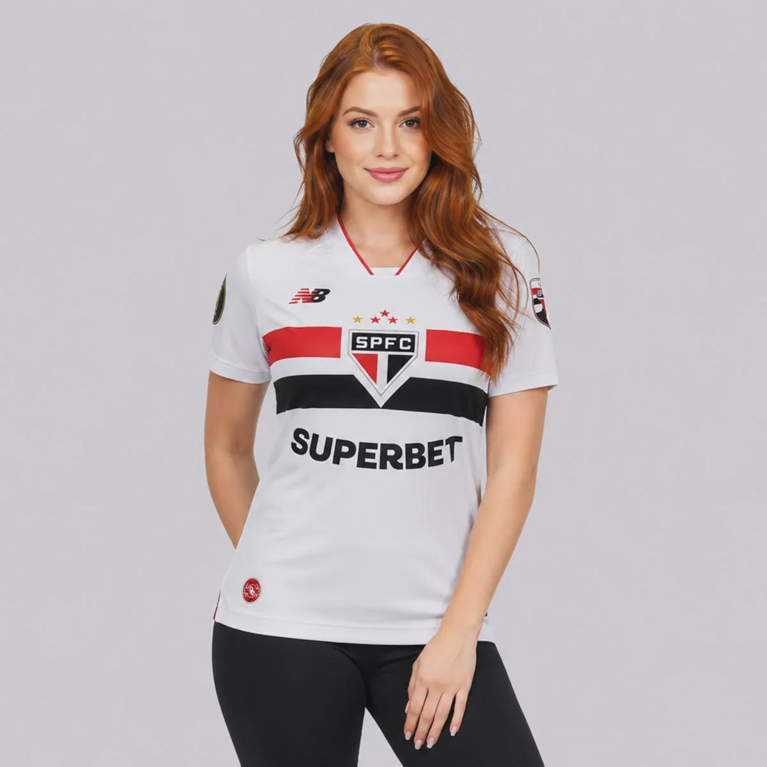 Camisa do São Paulo I 26/27 Patch Libertadores New Balance Feminina - Foto 1