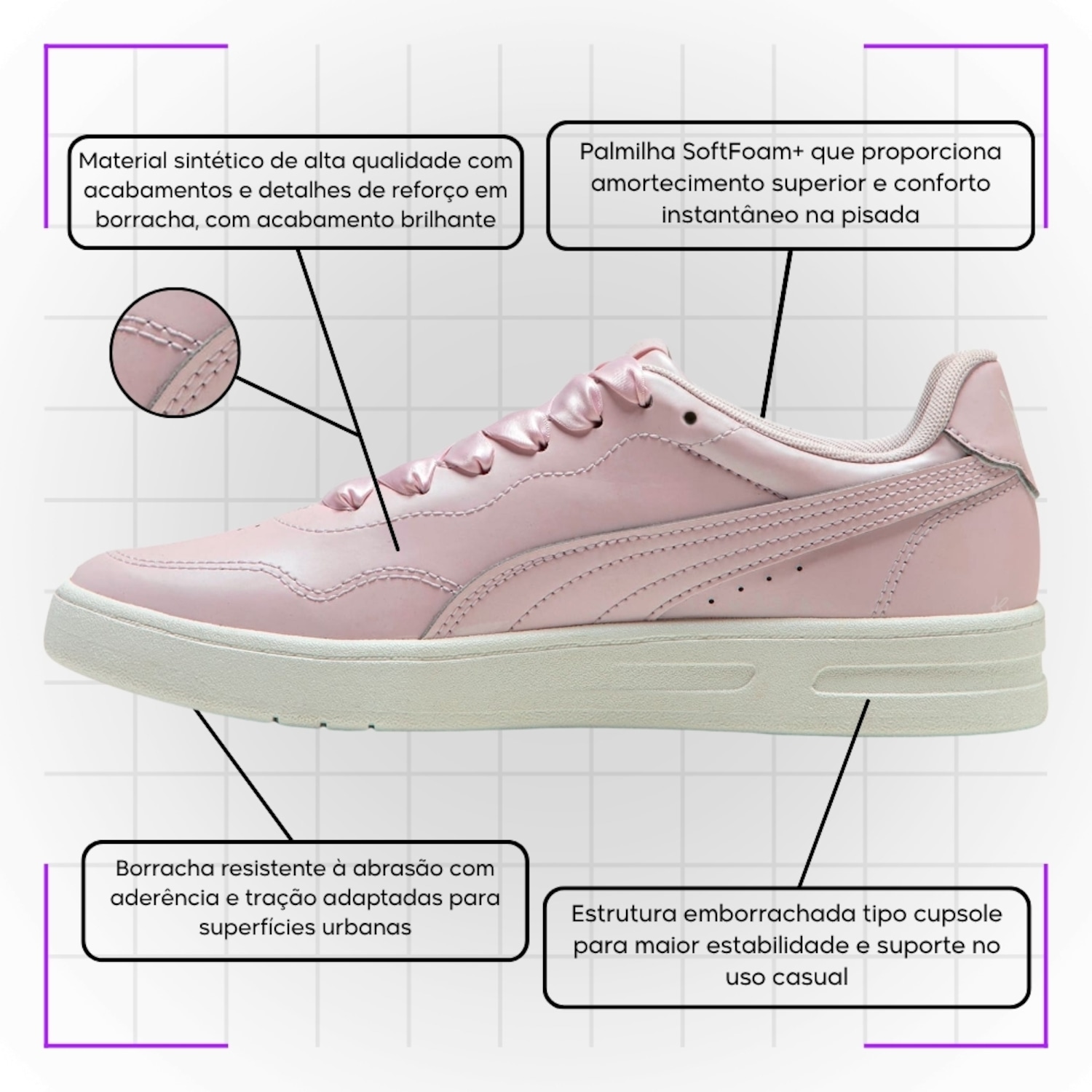 Tênis Feminino Puma Court Lally Perla Bdp - Foto 3