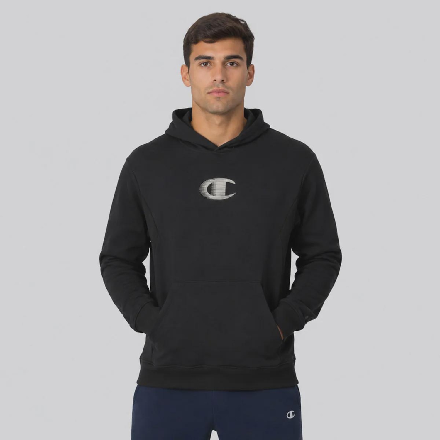 Blusão de Moletom Champion Tech Hoodie Motion Logo Masculino - Foto 1