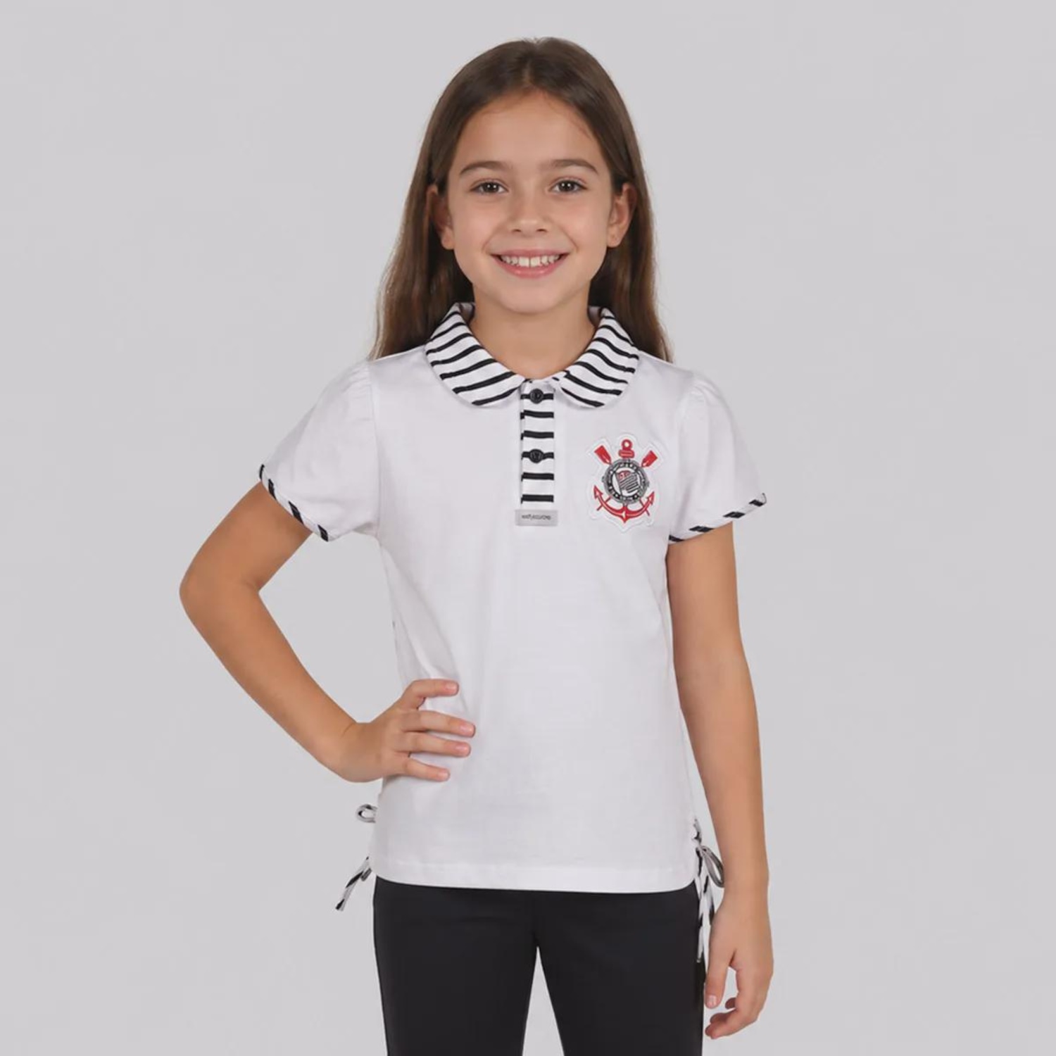 Camisa Polo do Corinthians Meia Malha Infantil - Foto 1