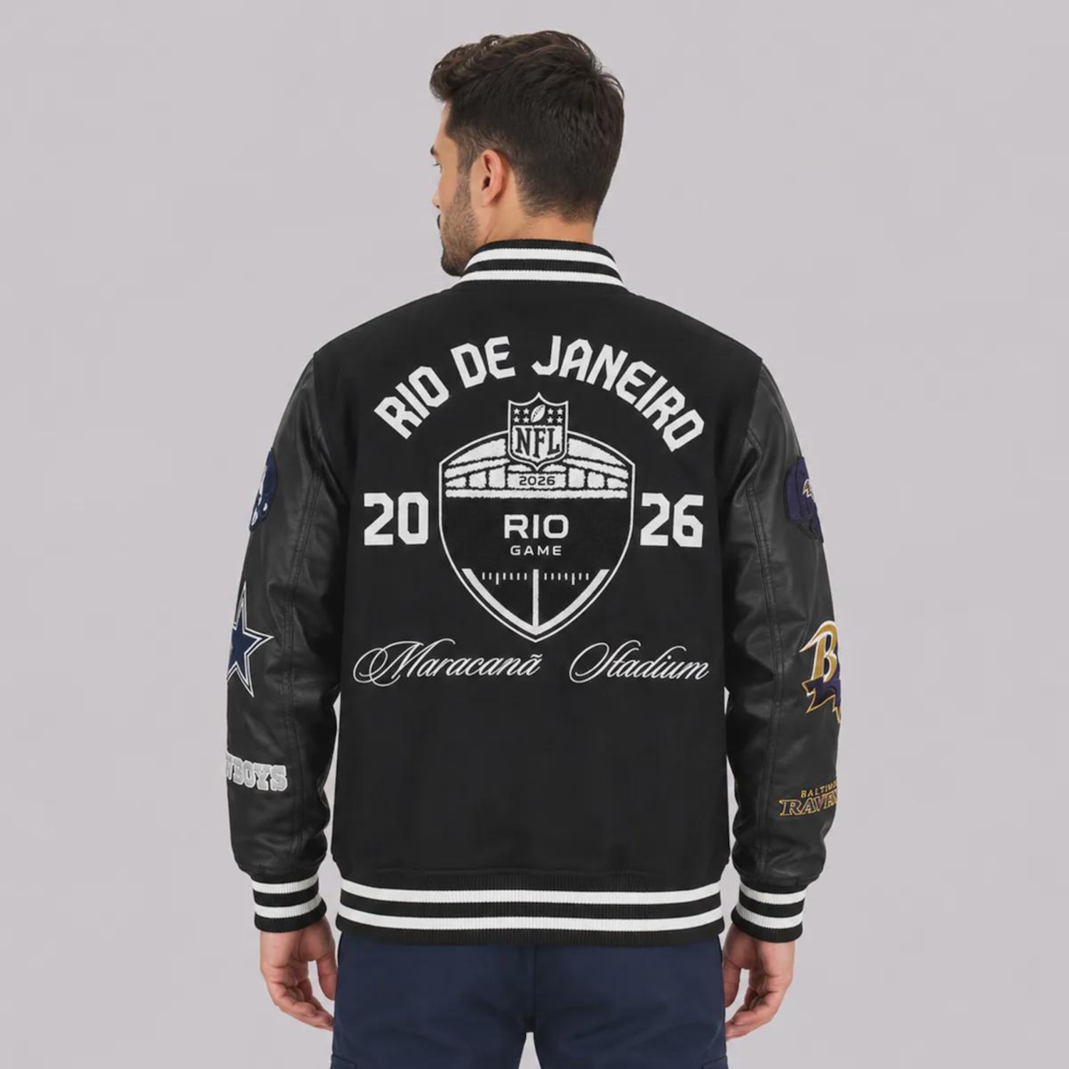 Jaqueta Masculina New Era NFL Brasil Game 2026 Varsity - Foto 4