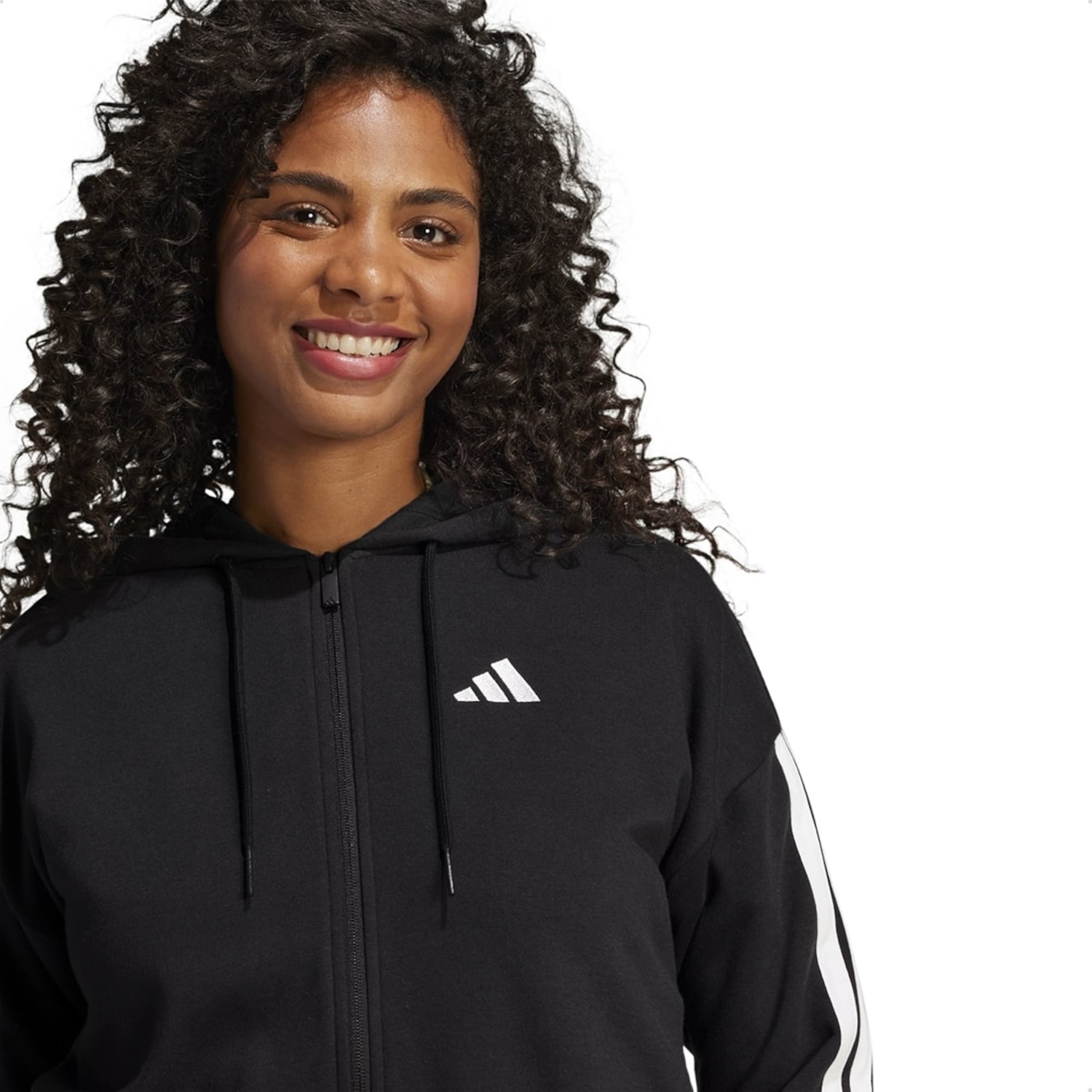 Jaqueta Moletinho adidas Essentials Três Listras Feminina - Foto 3