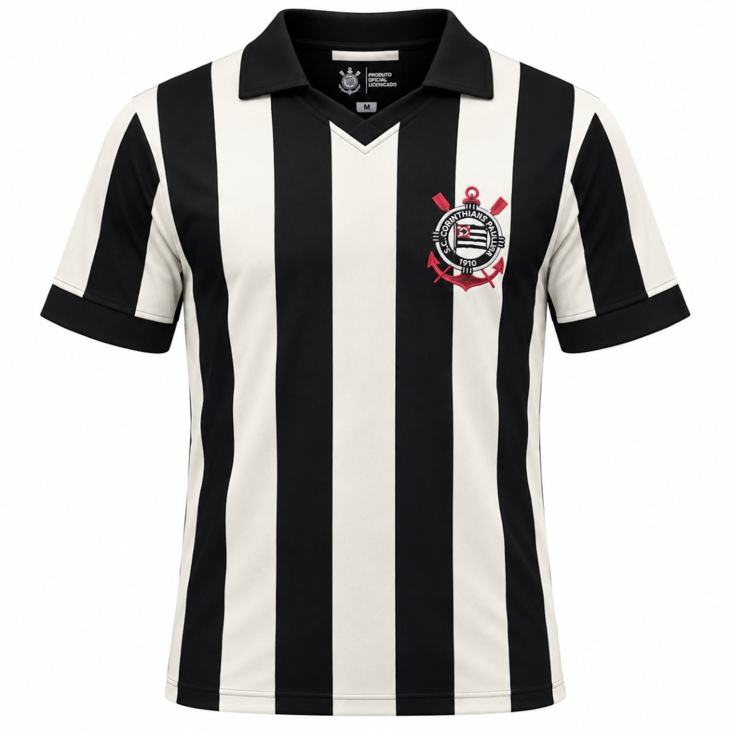 Camisa Polo do Corinthians Retrô Listrada Coimbra - Masculina - Foto 1