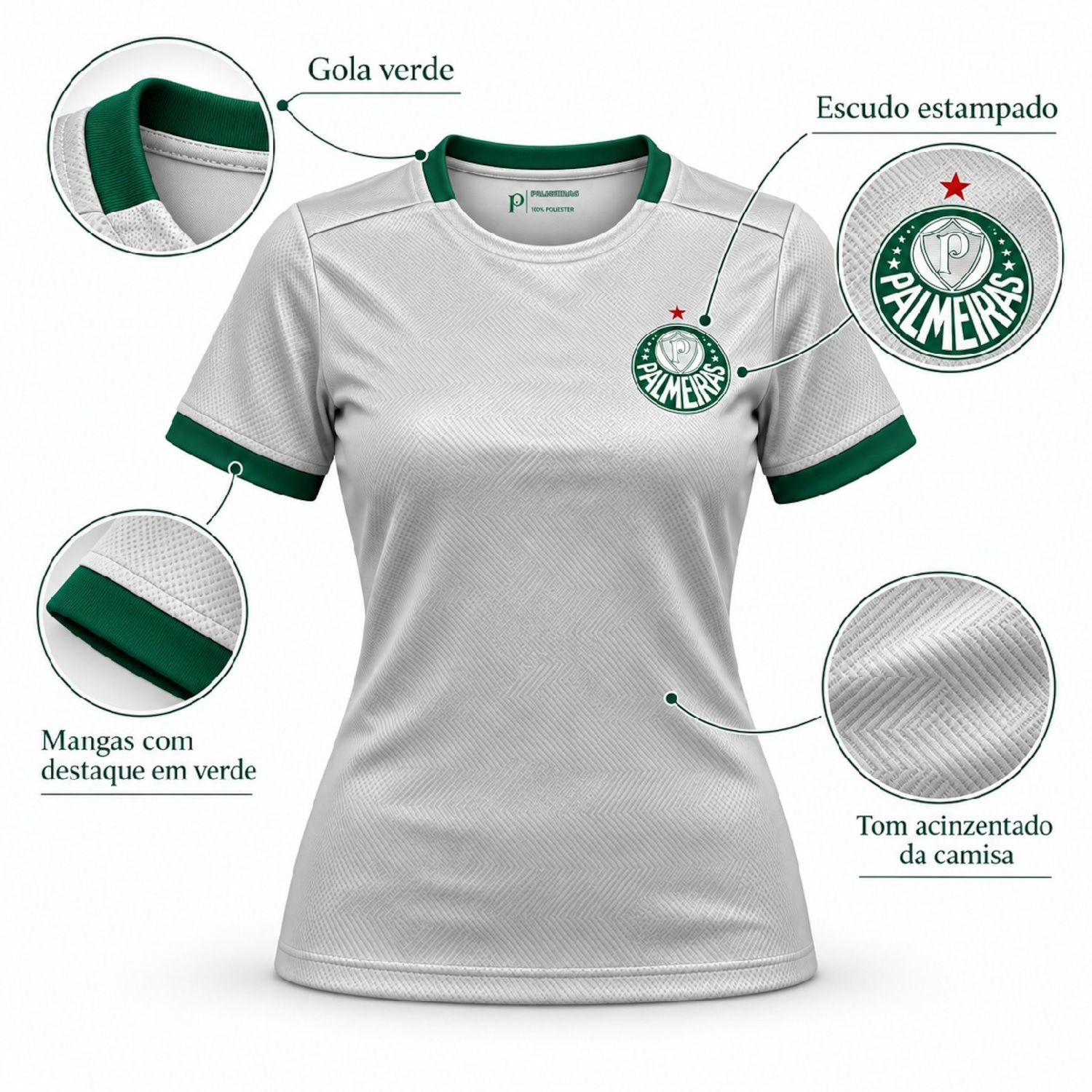 Camisa do Palmeiras Essence Snow Betel - Feminina - Foto 4