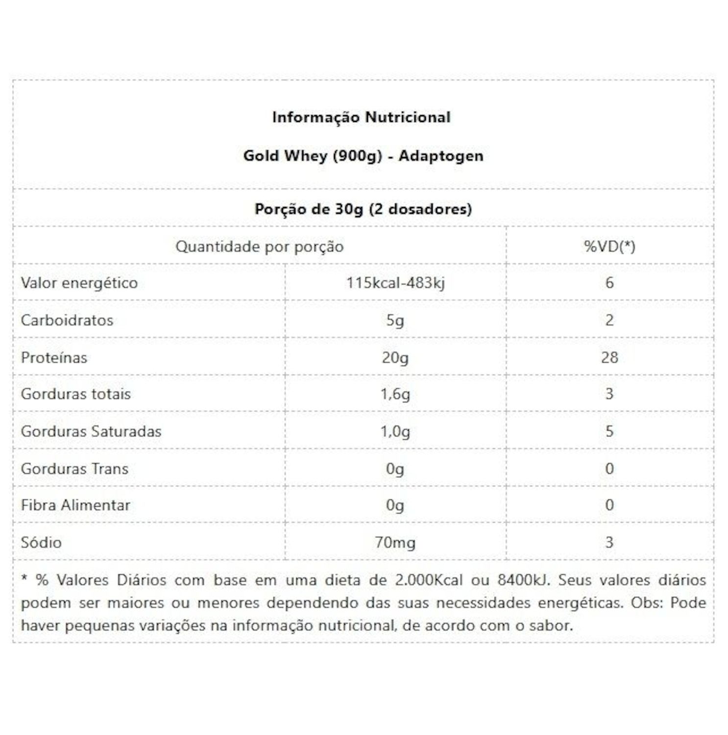 Gold Whey Adaptogen Refil Chocolate - 900g - Foto 2
