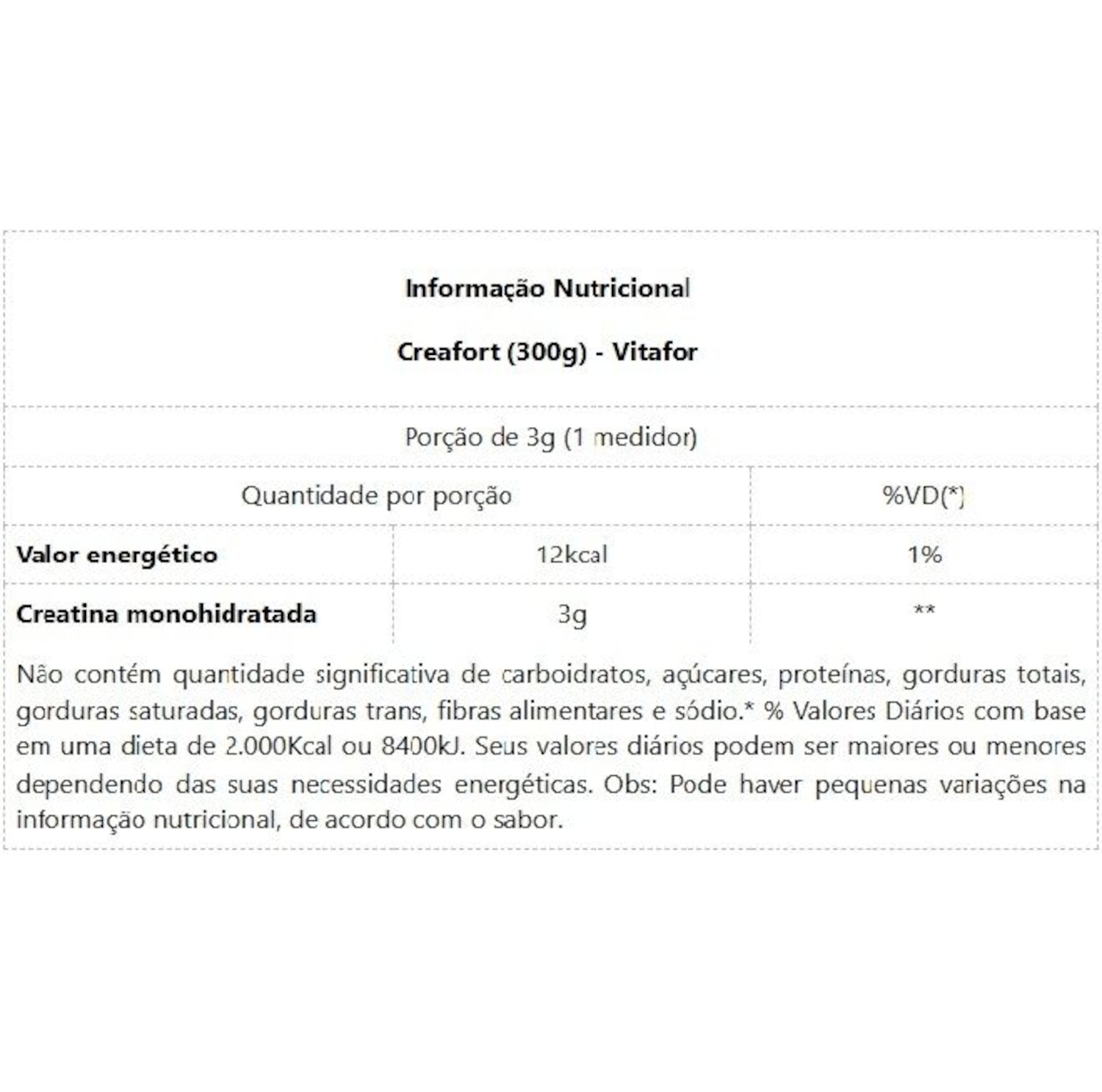 Creatina Vitafor Creafort 300g - Foto 2