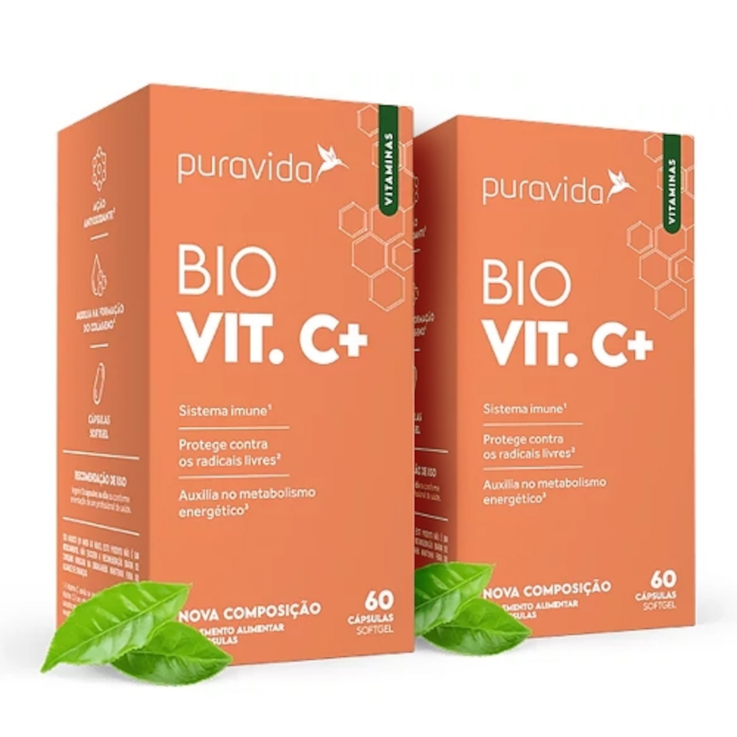 Kit 2unid Bio Vit C+ Vitamina C Lipossomal (60 caps) - Pura Vida - Foto 1