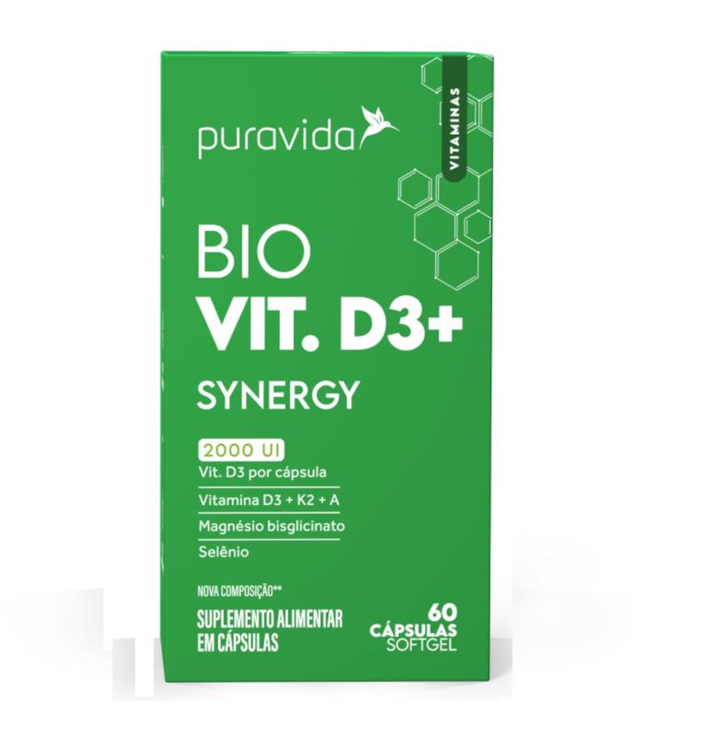 Bio Vit D3+ Synergy (60 Cápsulas) - Pura Vida - Foto 1