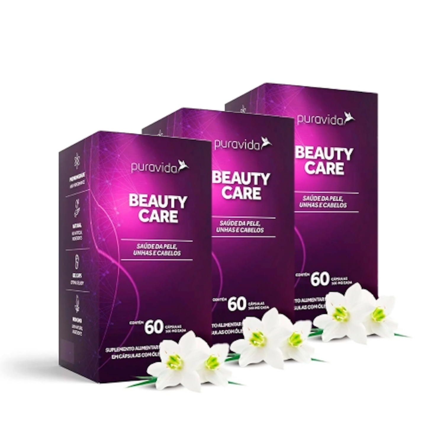 Kit 3 Unidades Beauty Care (60 Cápsulas) - Pura Vida - Foto 1