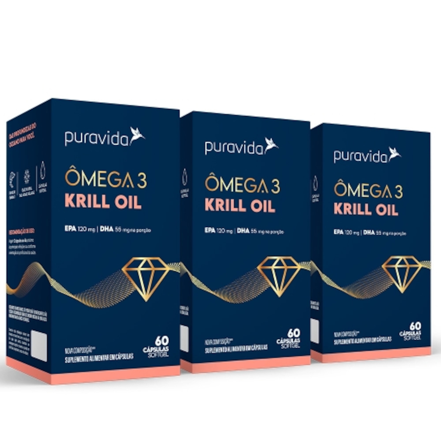 Kit 3 un Krill Oil (60 Cápsulas) - Pura Vida - Foto 1