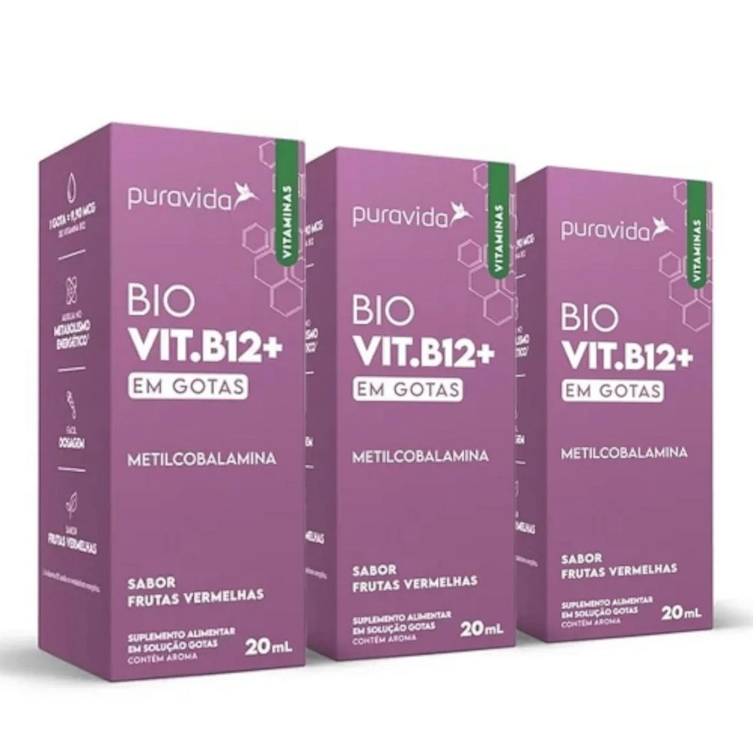 Kit 3 unidades Bio Vit B12+ (20ml) - Pura Vida - Foto 1