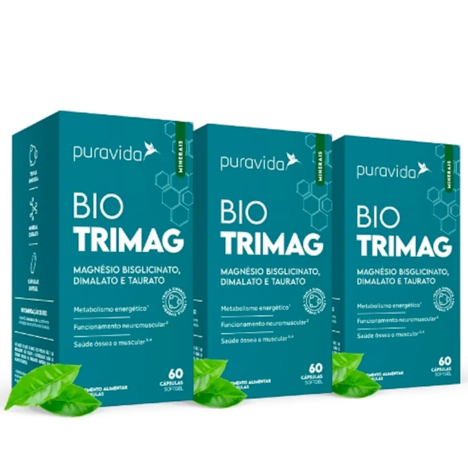 Kit 3unid Bio Trimag (60 Caps.) - Pura Vida - Foto 1