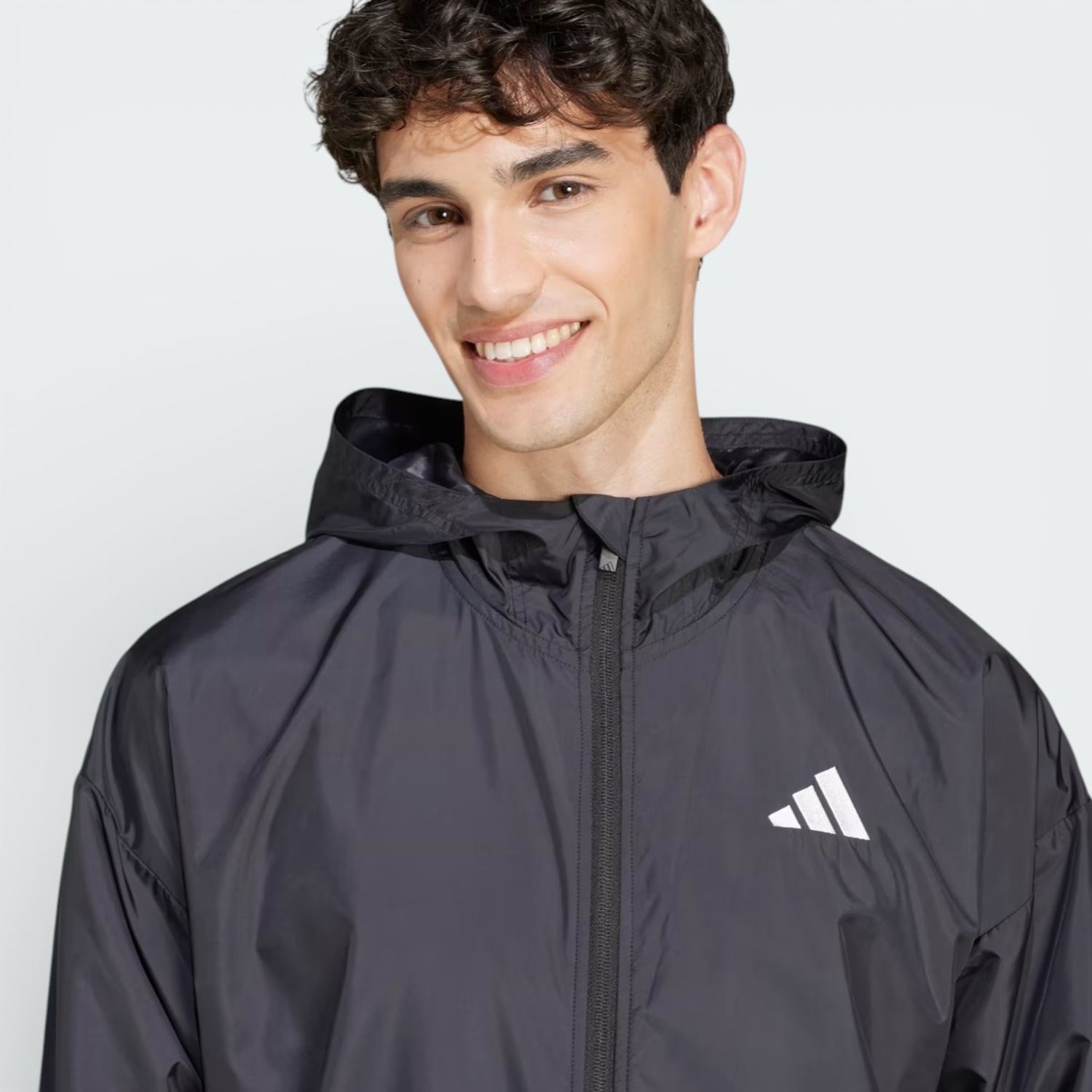 Jaqueta Corta Vento com Capuz adidas Essentials Big Logo e Zíper Masculina - Foto 4