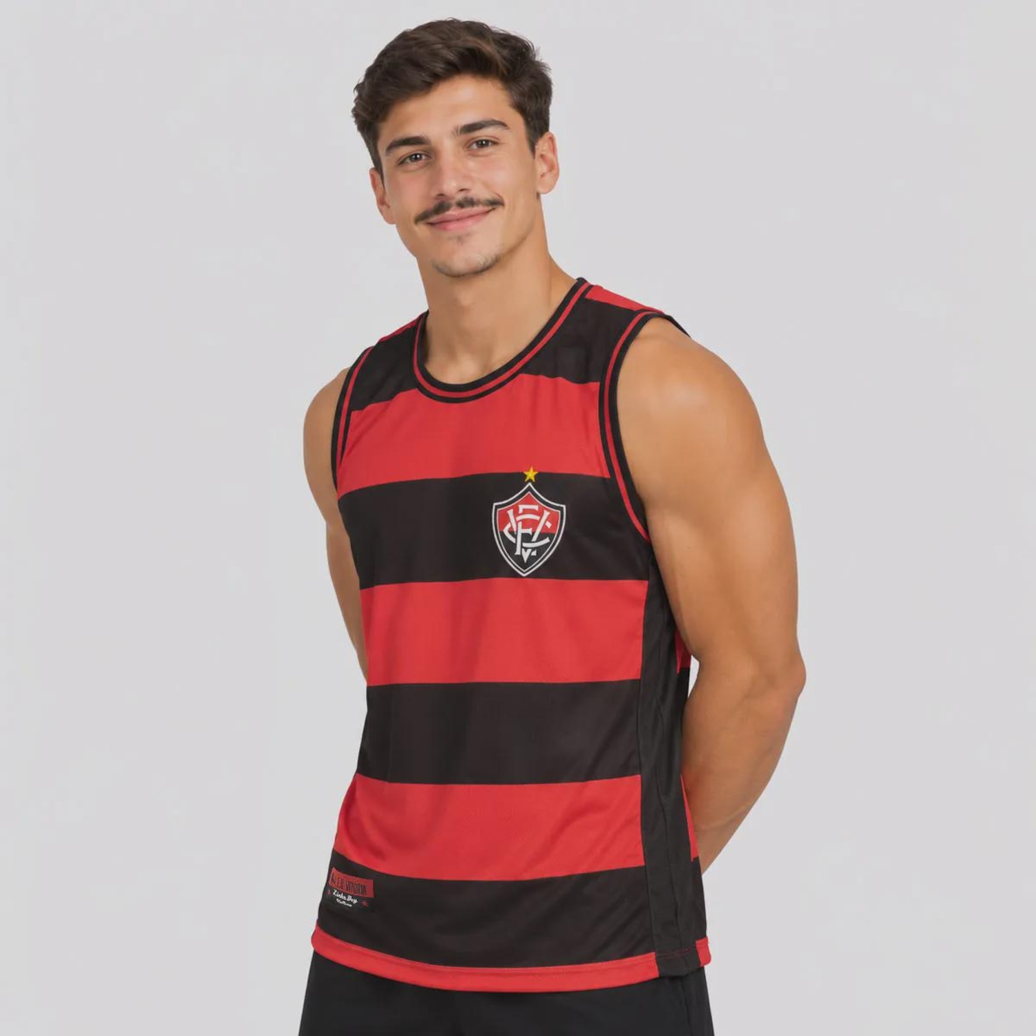 Camiseta Regata Vitória Home Listrada Masculina - Foto 2