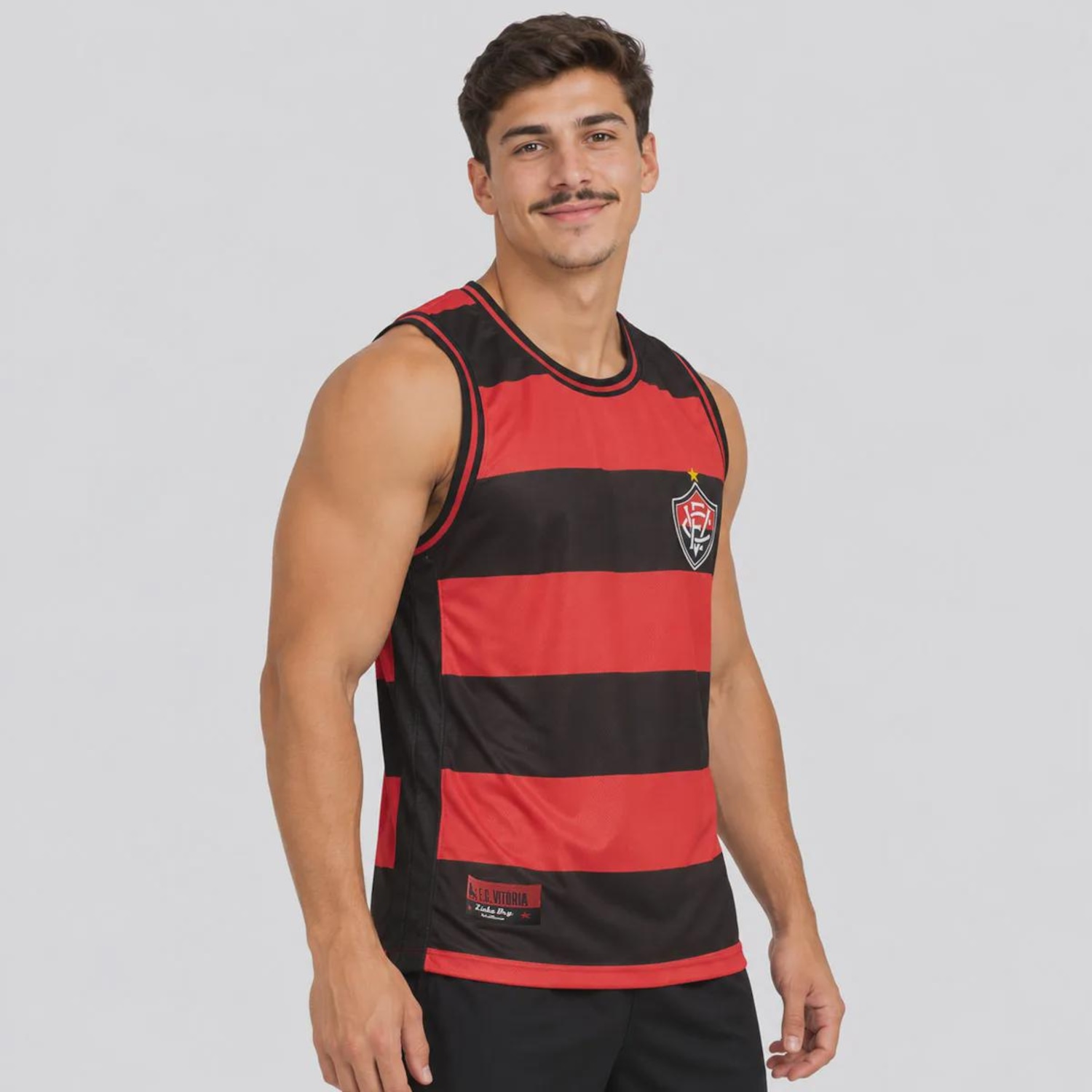 Camiseta Regata Vitória Home Listrada Masculina - Foto 3