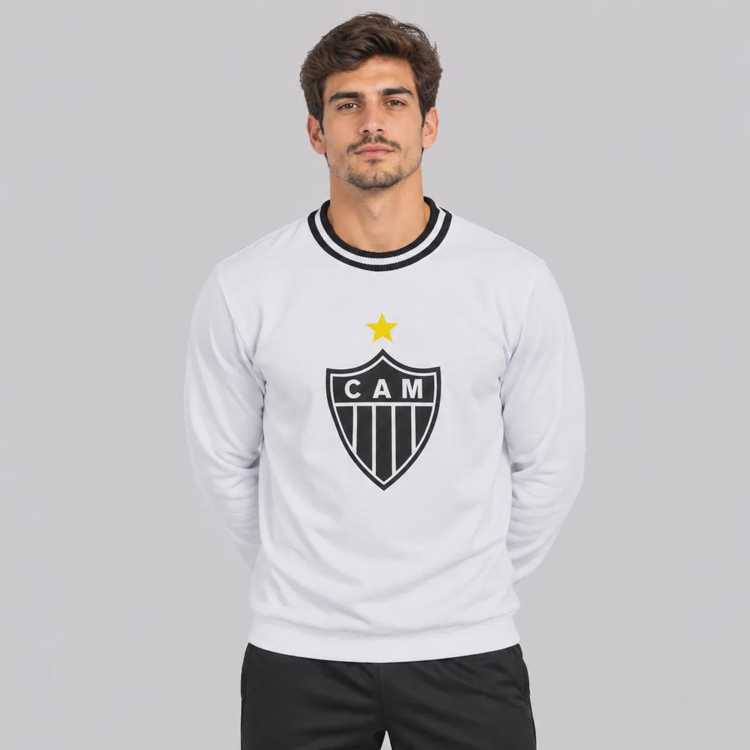 Blusão de Moletom Atlético Mineiro Retrô Masculino - Foto 1