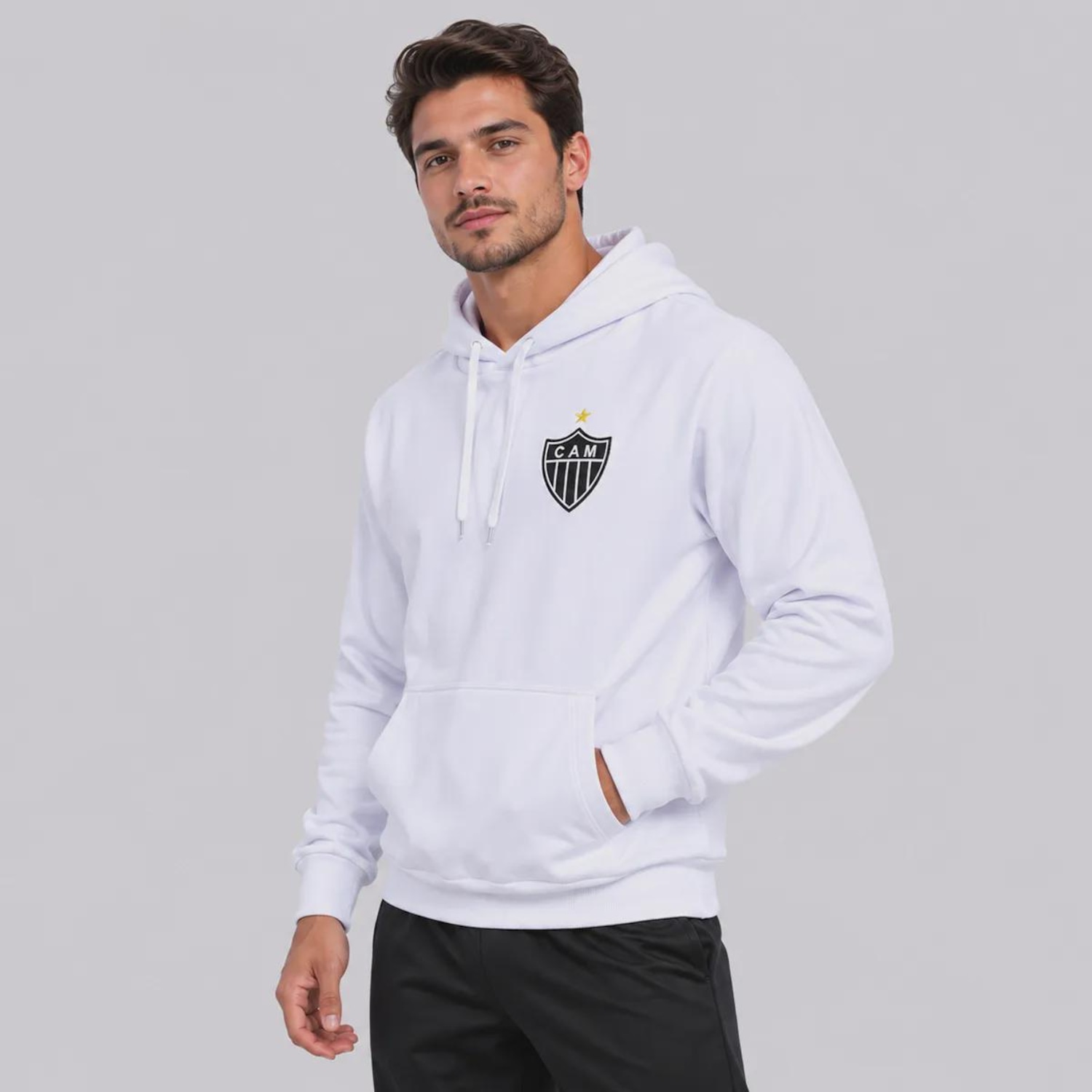 Blusão de Moletom Atlético Mineiro Canguru Masculino - Foto 2
