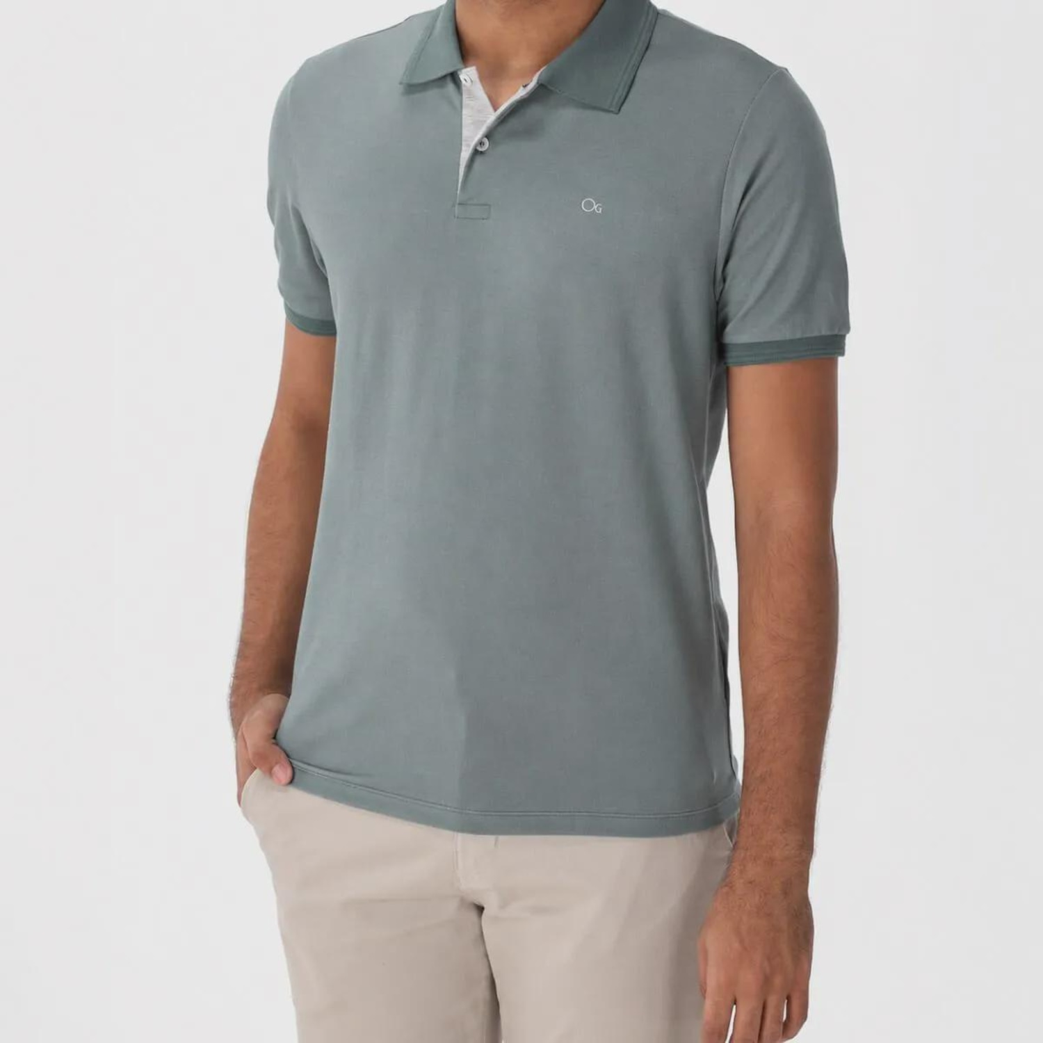 Camisa Polo Slim Manga Curta Ogochi Masculina - Foto 1