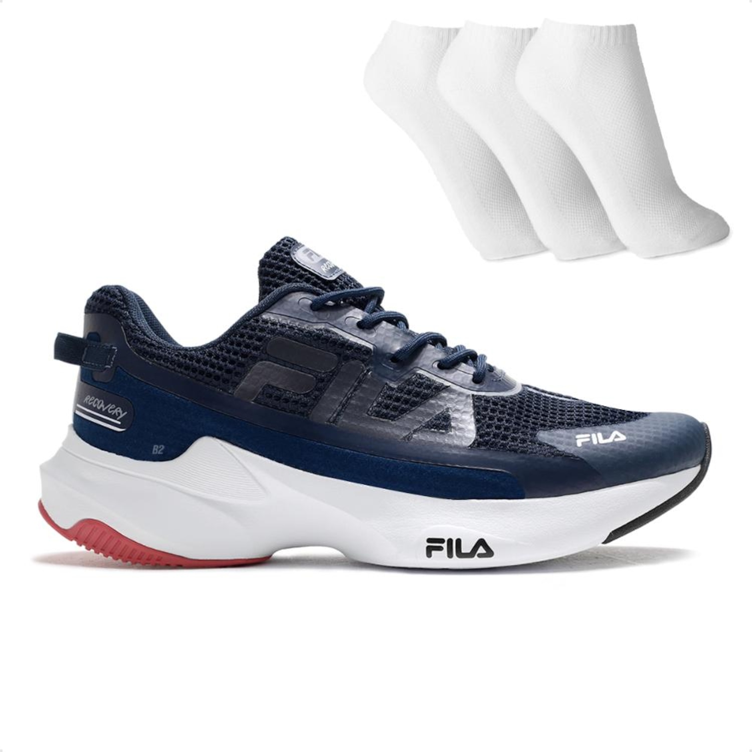 Tênis Masculino Fila Recovery + 3 Pares de Meias - Foto 1