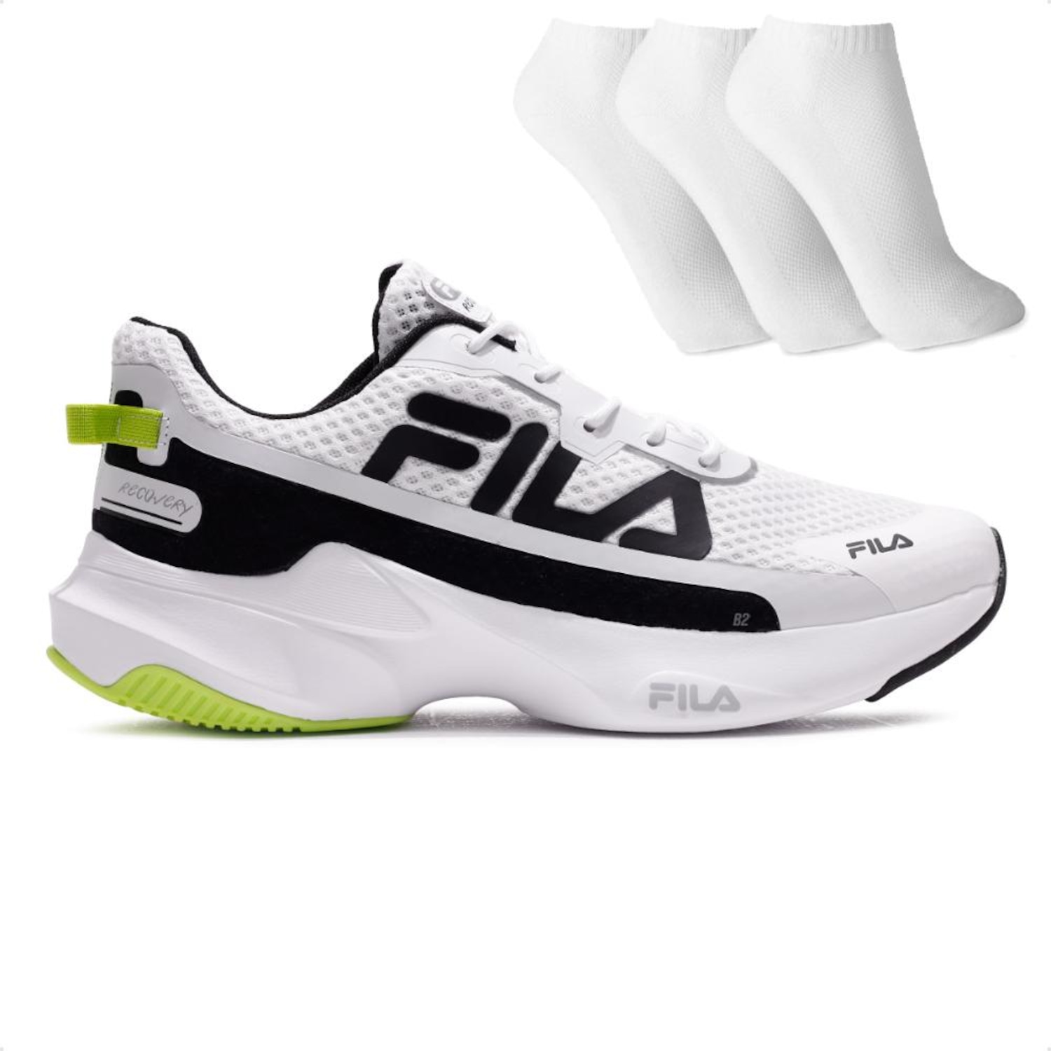 Tênis Masculino Fila Recovery + 3 Pares de Meias - Foto 1