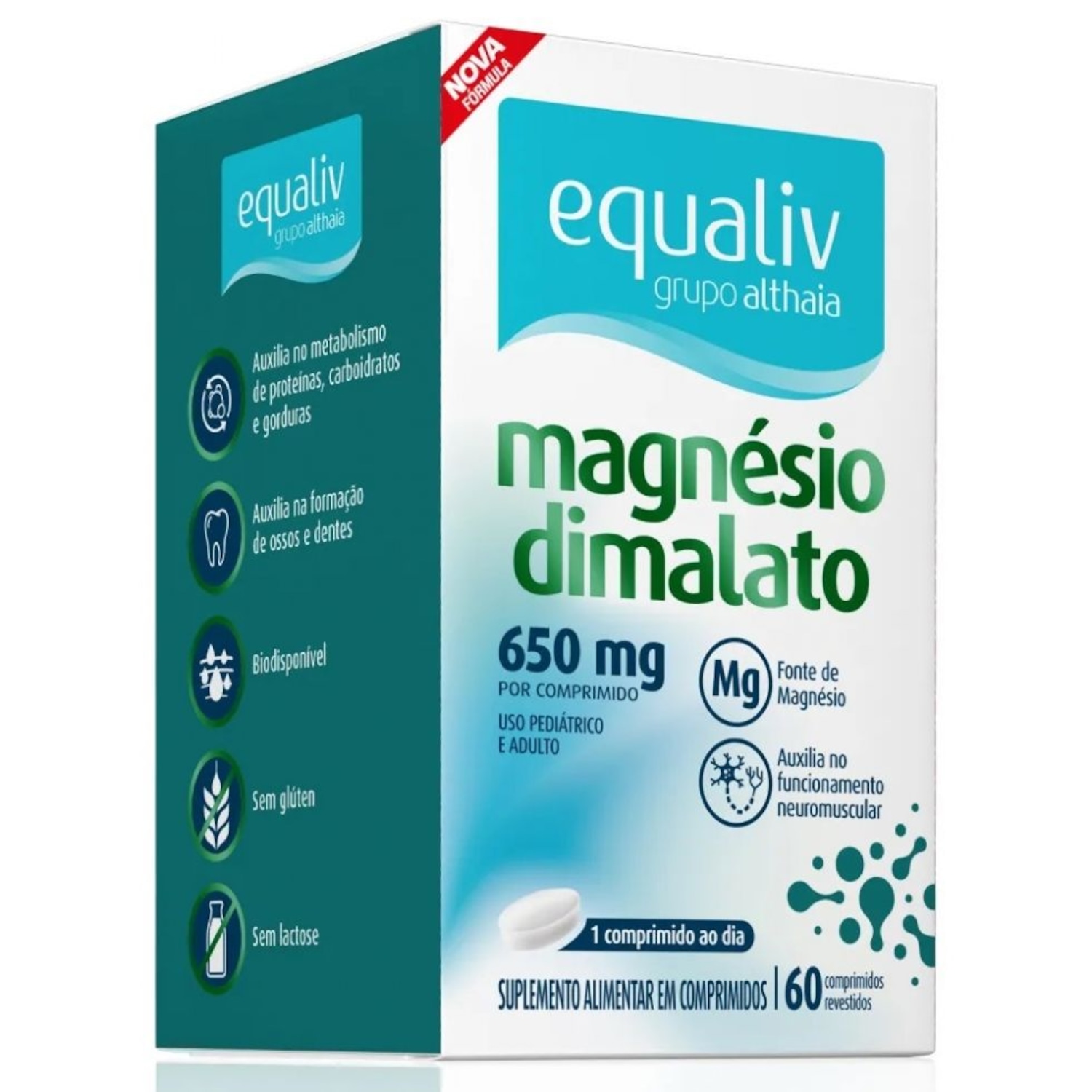 Magnésio Dimalato Equaliv - 60 Comprimidos - Foto 1