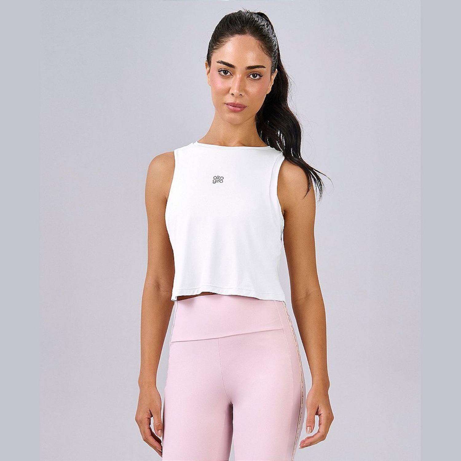 Camiseta Regata Alto Giro Cropped Refletivo Feminina - Foto 3