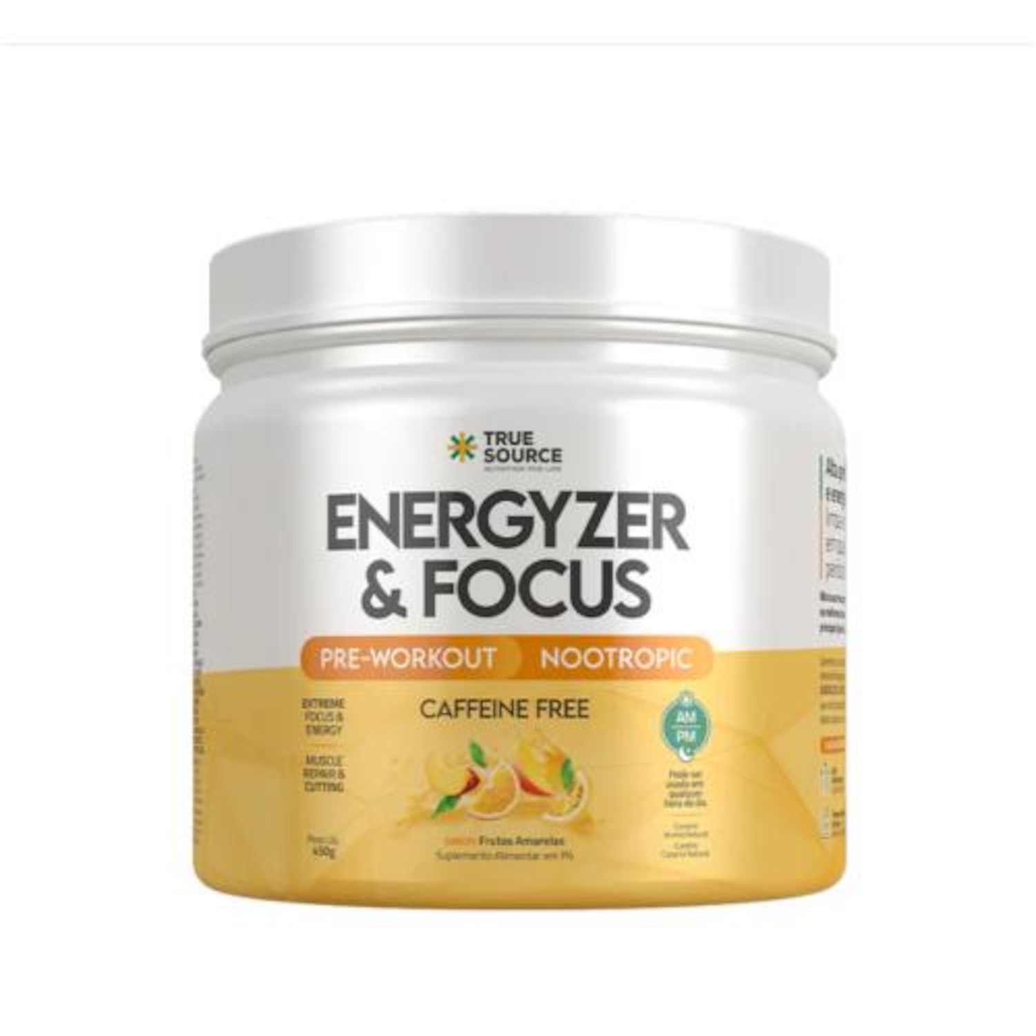 True Energyzer & Focus Sabor Frutas Amarelas (450g) - True Source - Foto 1