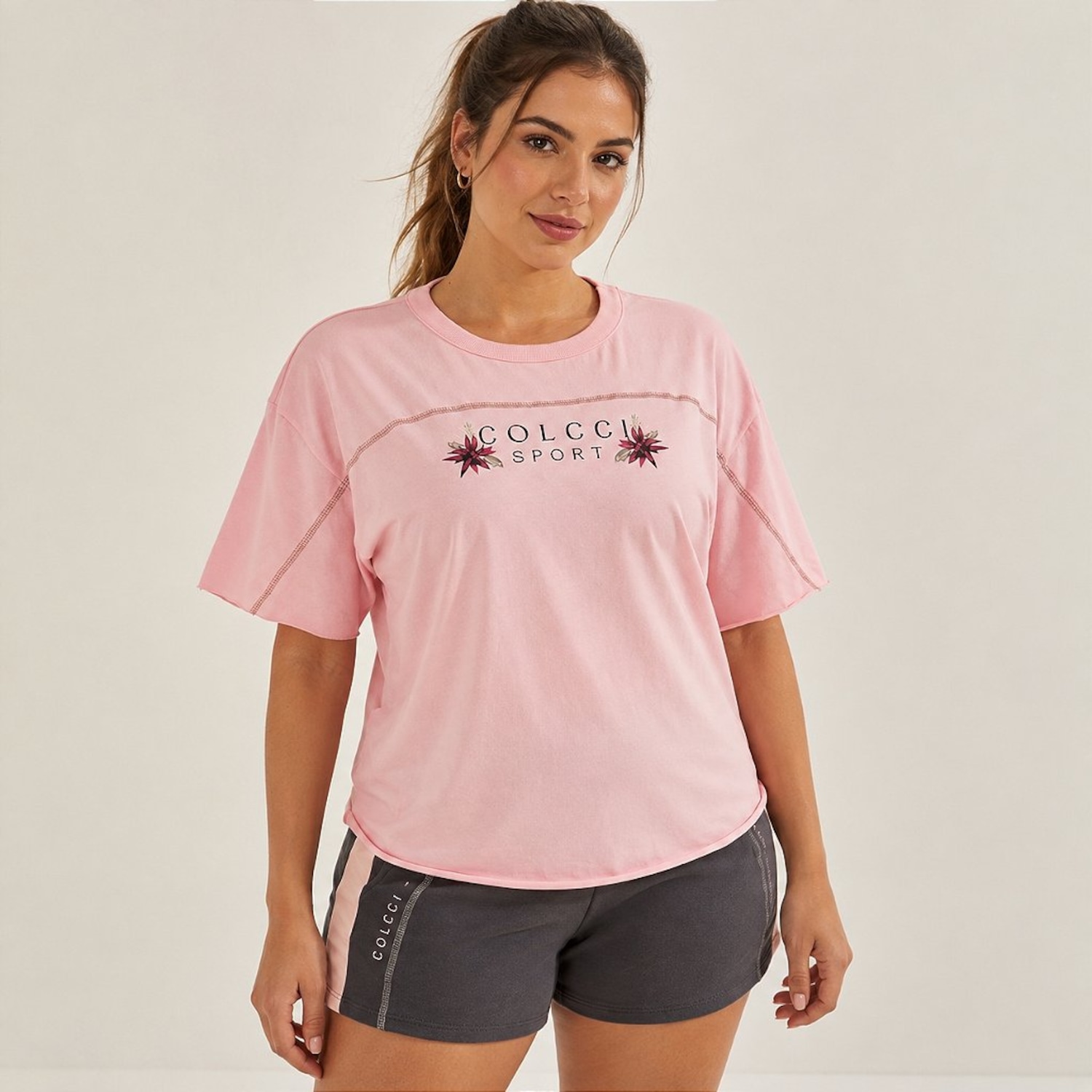Camiseta Colcci New Confort Fit Rosa Gille Feminina - Foto 1