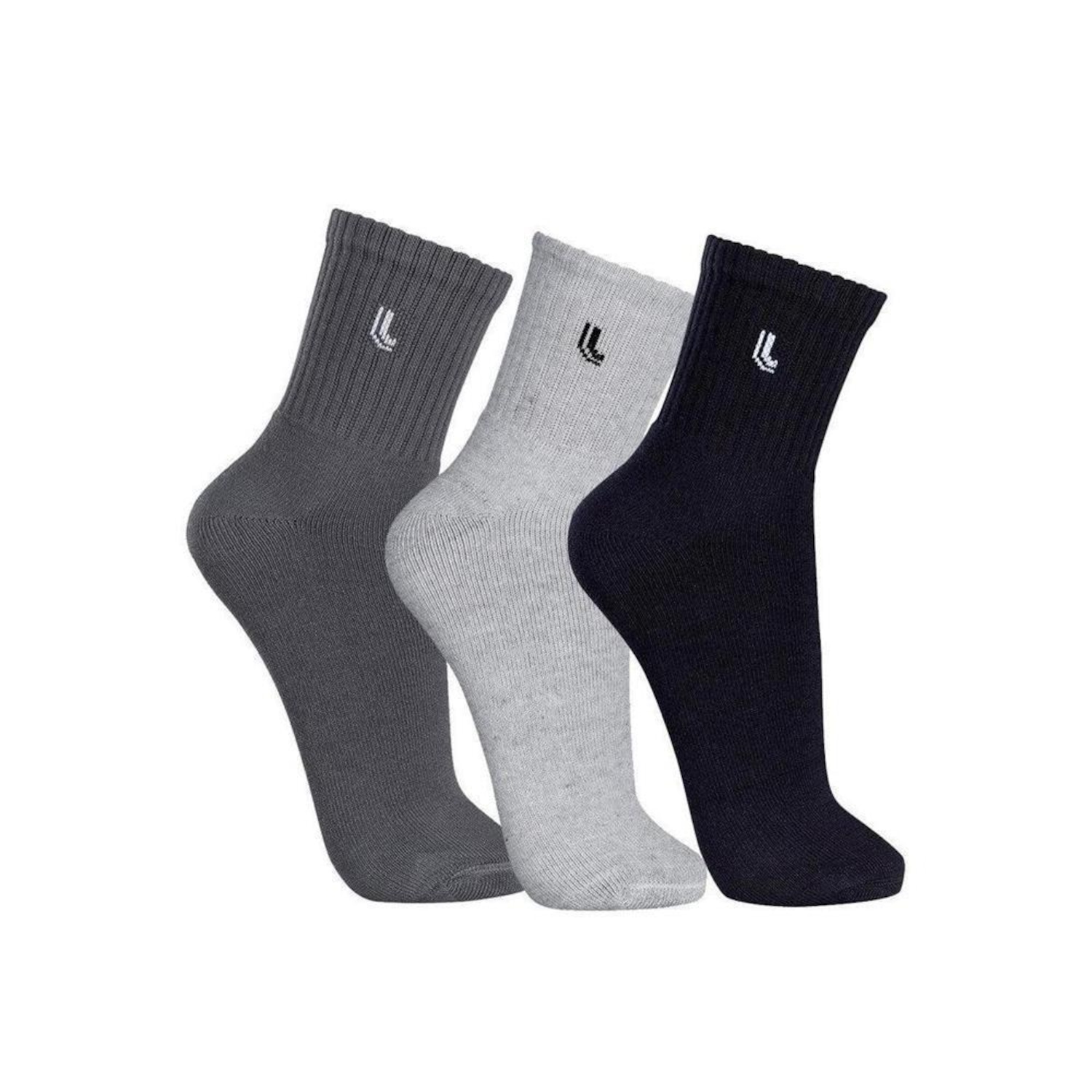 Kit 03 Pares Meia Cano Médio Masculino Lupo Sport Macia - Foto 1