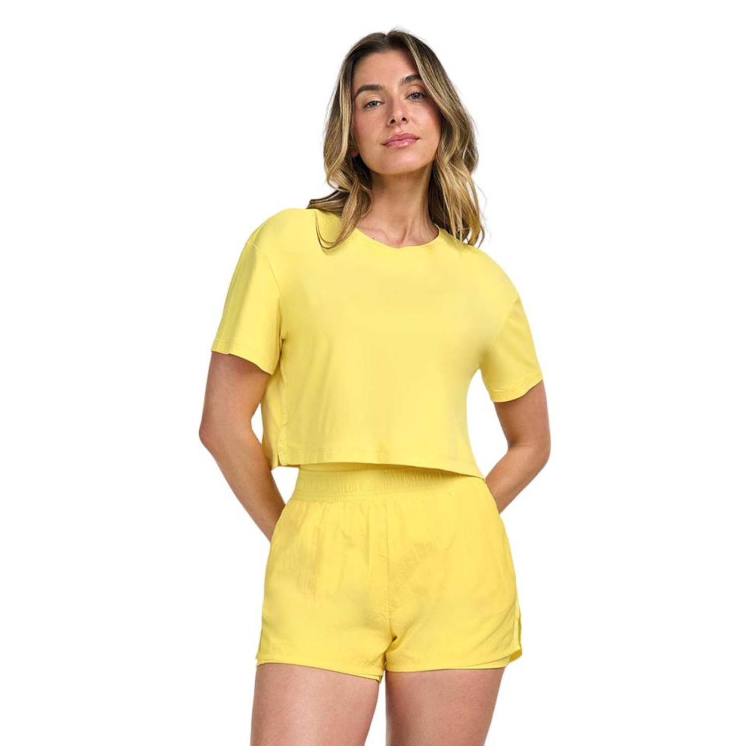 Cropped Ftness Alto Giro Manga Curta Logo Feminino - Foto 1