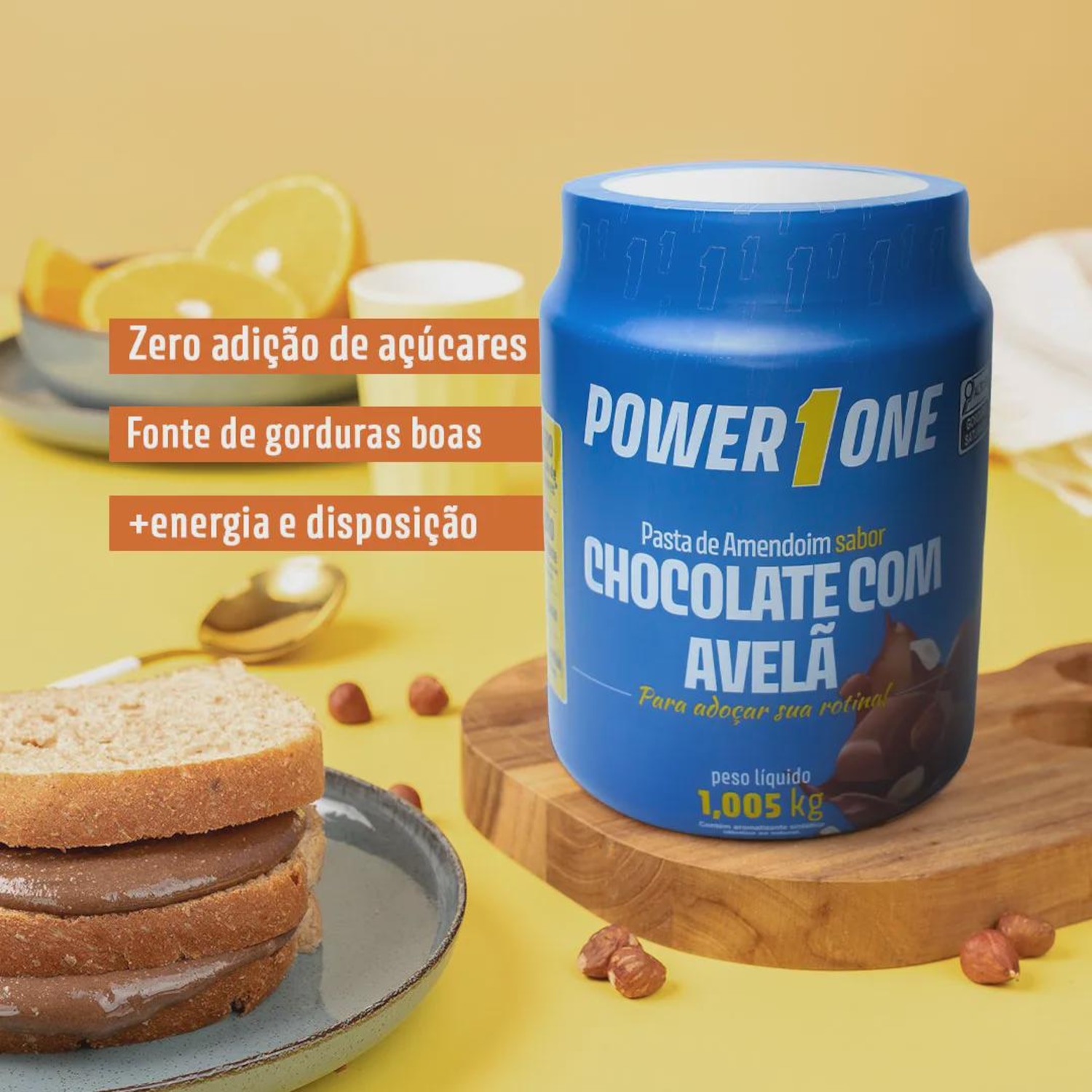 Pasta de Amendoim Chocolate e Avelã Power1One 1,005kg - Foto 2