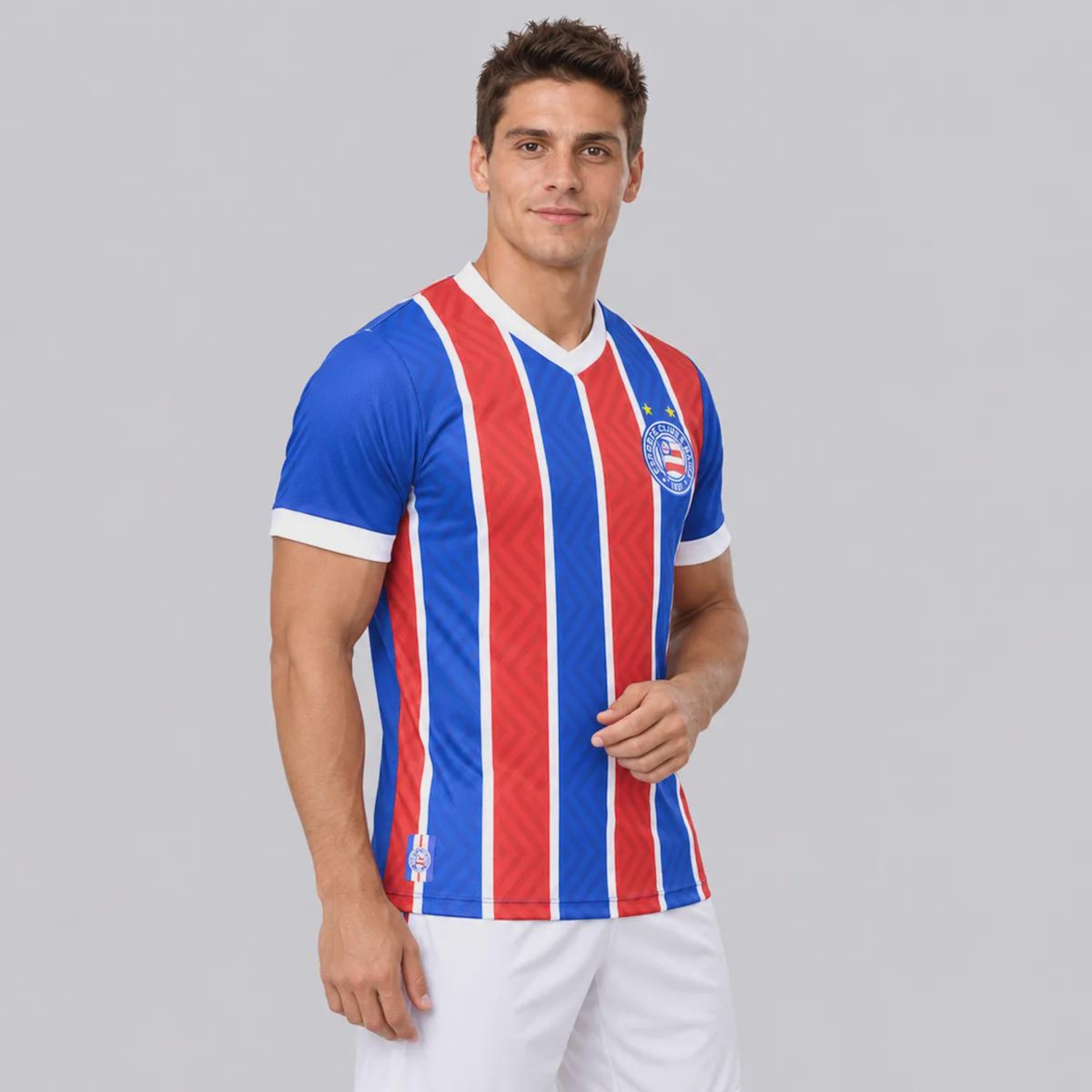 Camisa do Bahia Tricolor Escudo Listrada Masculina - Foto 2