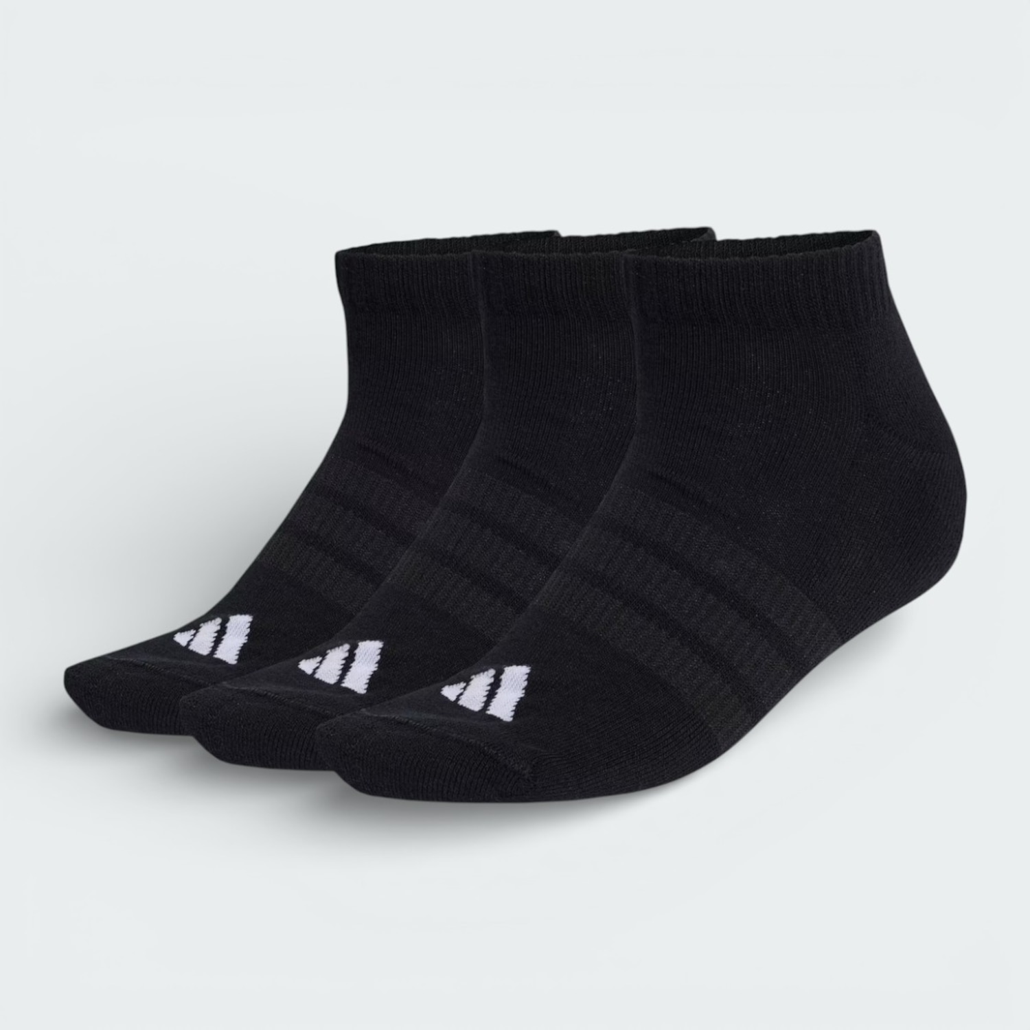 Meia adidas Cano Baixo Essentials Cushioned 3 Pares - Unissex - Foto 1