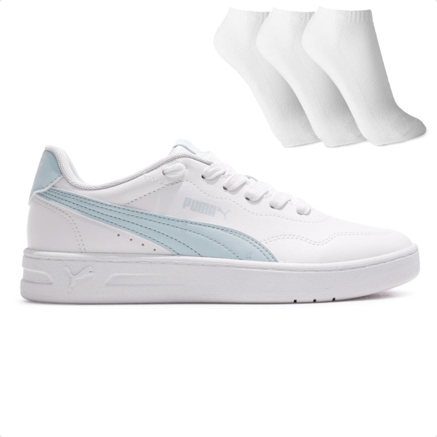Tênis Feminino Puma Court Lally + 3 Pares de Meias - Foto 1