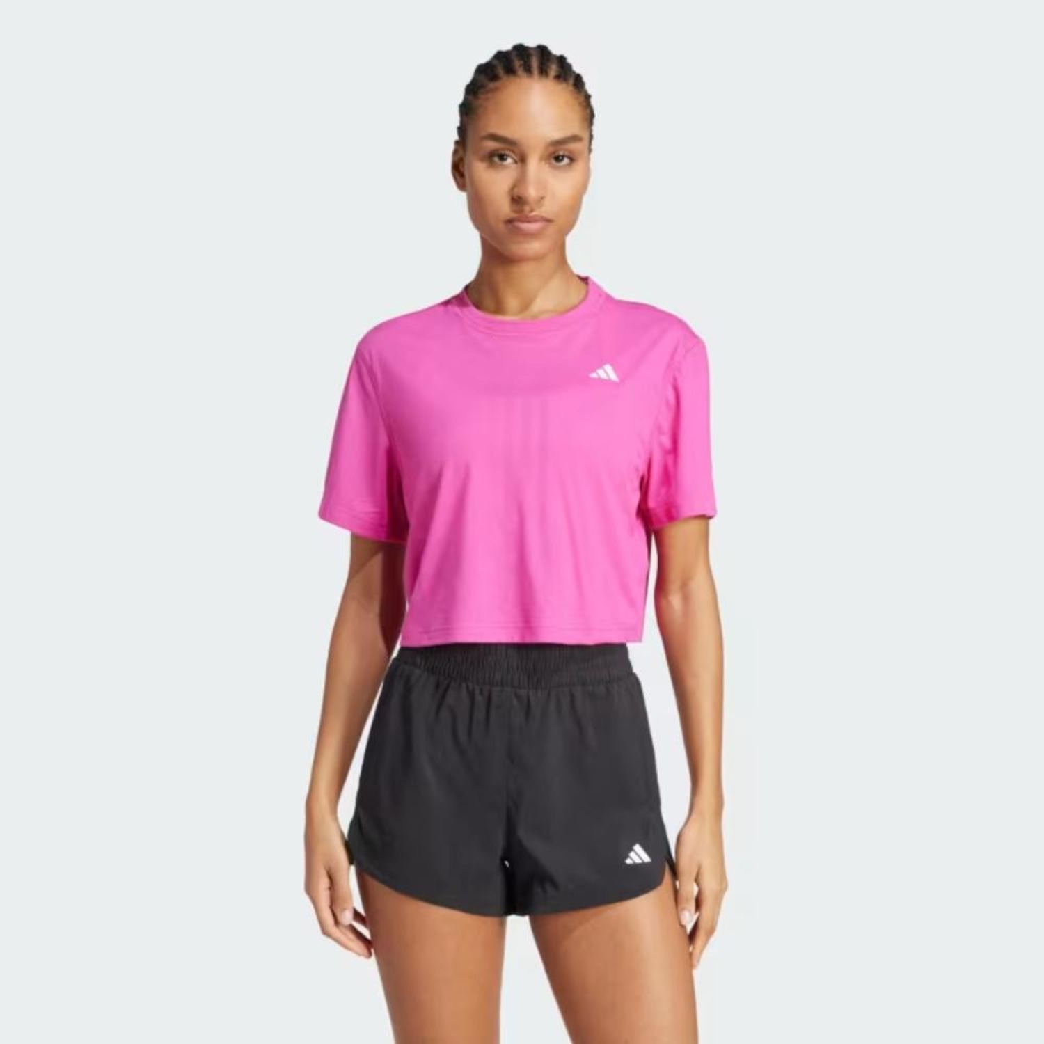 Cropped Manga Curta adidas Feminino - Foto 1